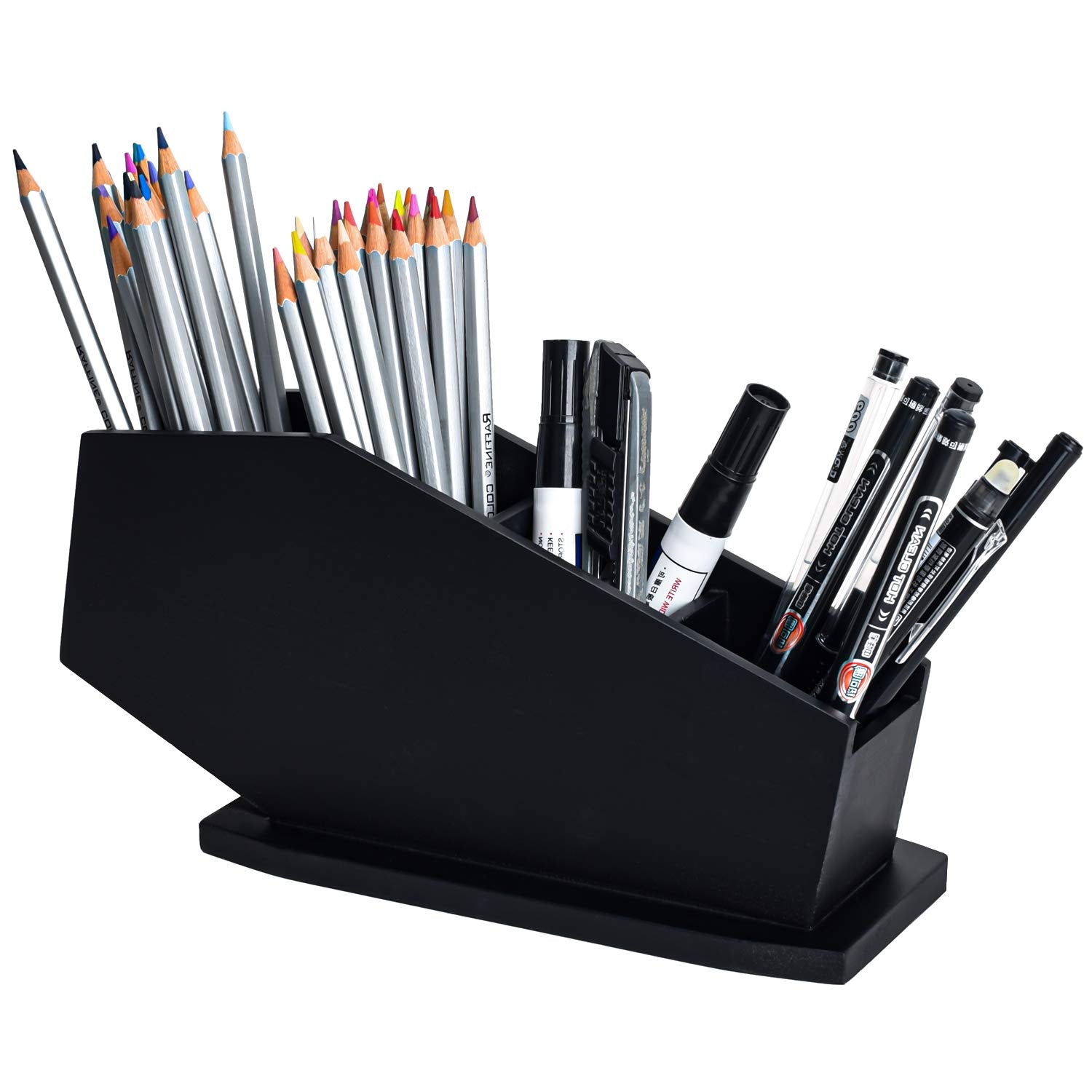 Gothvanity Coffin Brush Holder - Gothic Desk Organizer - Wooden Coffin Pen Holder -Spooky Decor For Bathroom, Living Room Or Bed