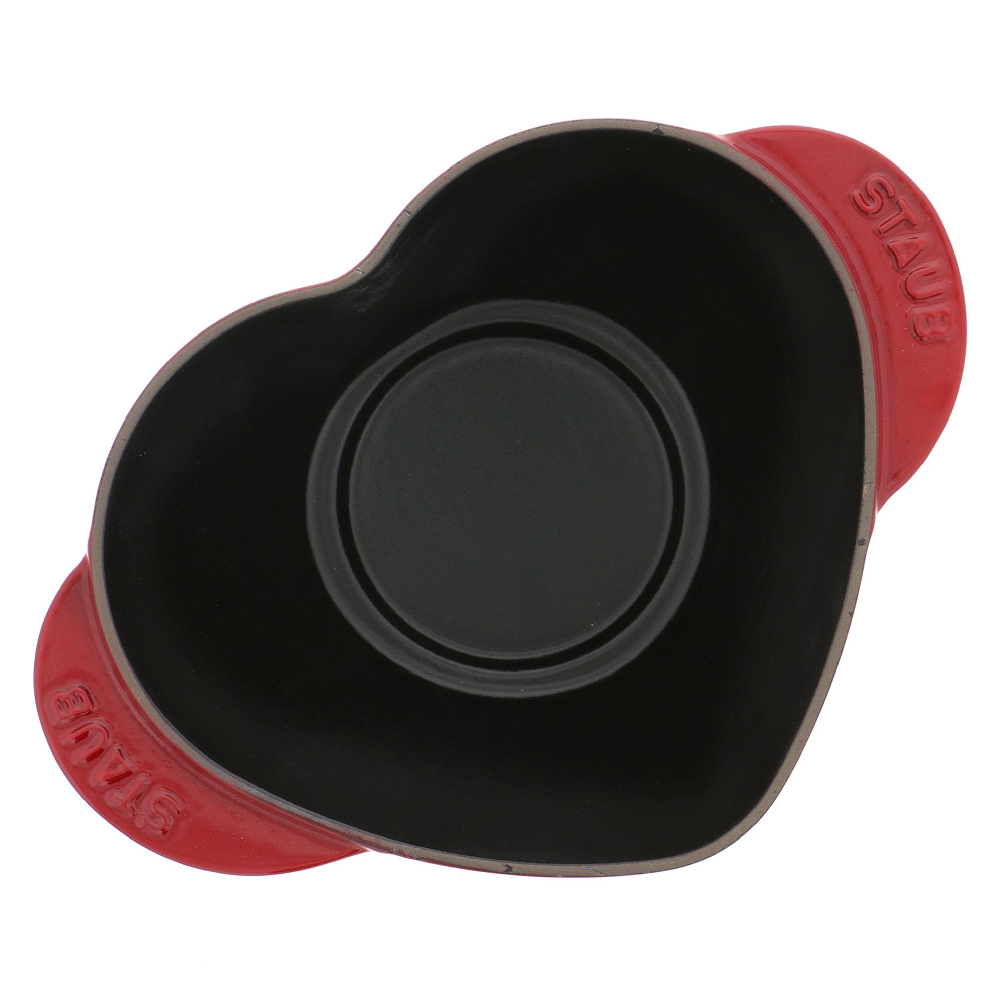 Staub Cast Iron Dutch Oven 1.75-Qt Heart Cocotte, Made In France, Serves 1, Black, Cherry