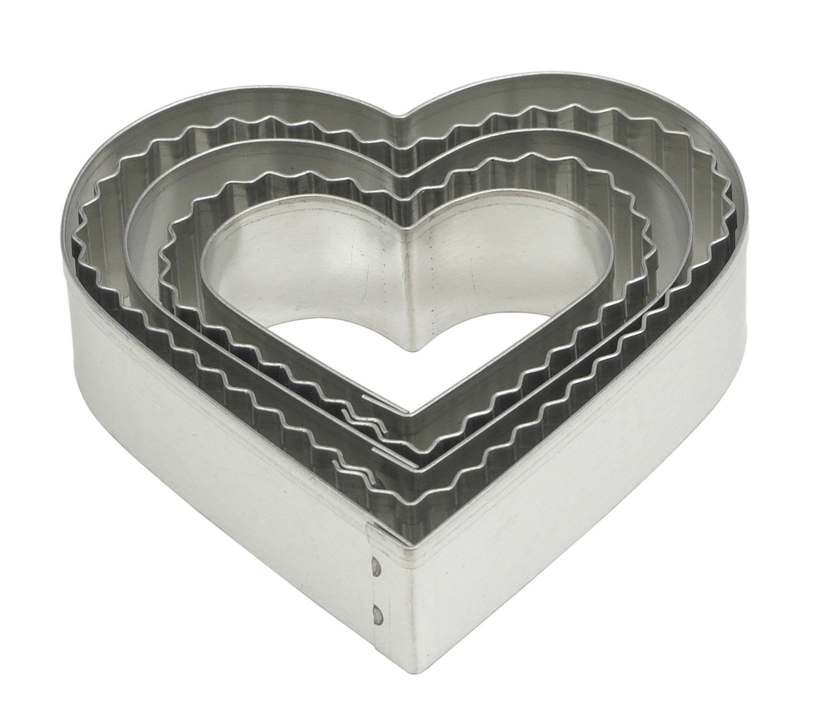 Mrs. Anderson'S Baking Cookie And Fondant Cutters Graduated Crinkle Hearts, 5-Piece Set With Storage Tin, Silver