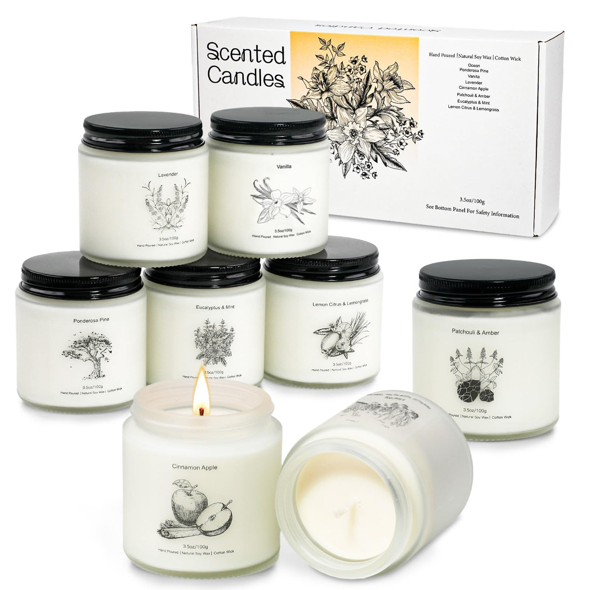 8 Pack Candles for Home Scented, Aromatherapy Candles Gifts Set for Women, Natural Soy Wax Jar Candles Set, Stocking Stuffers fo