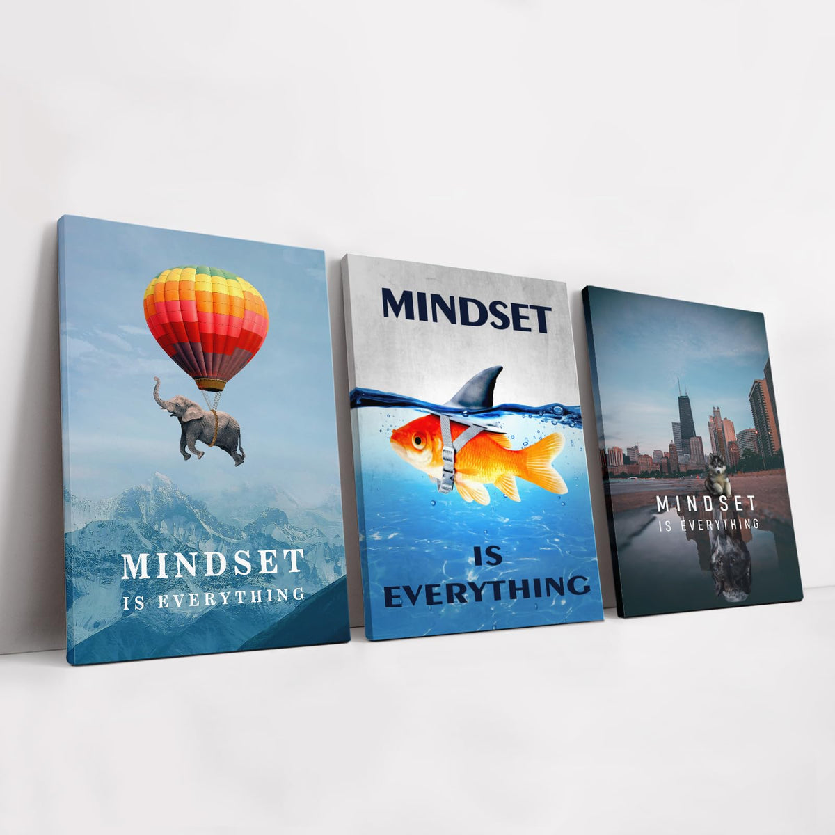 Kawahone Mindset Is Everything - Motivational Wall Art - Inspirational Mindset Entrepreneur Posters Prints Framed Artwork For Of