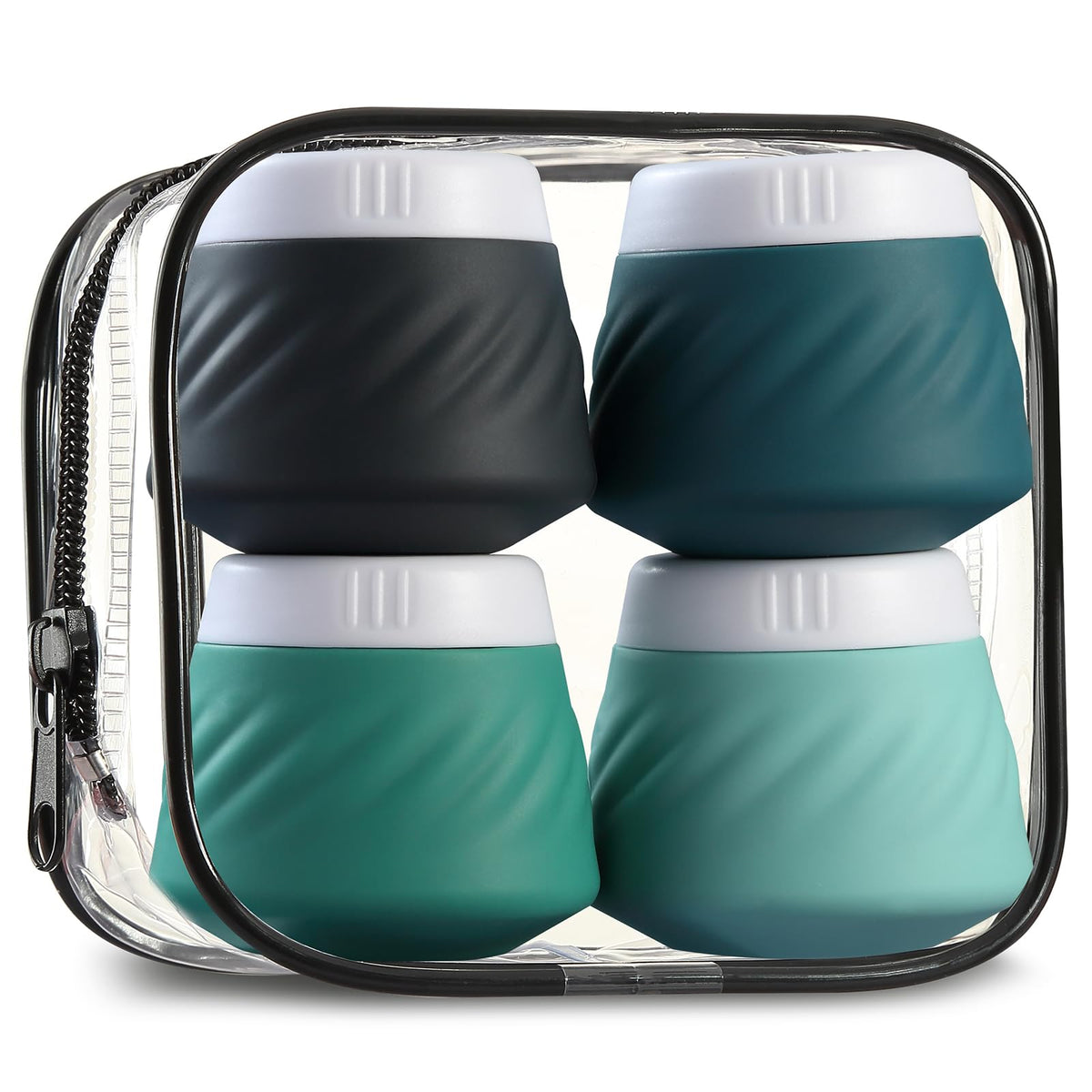 Gemice Travel Containers For Toiletries, Silicone Cream Jars Tsa Approved Travel Size Containers With Clear Bag, Leak-Proof Trav