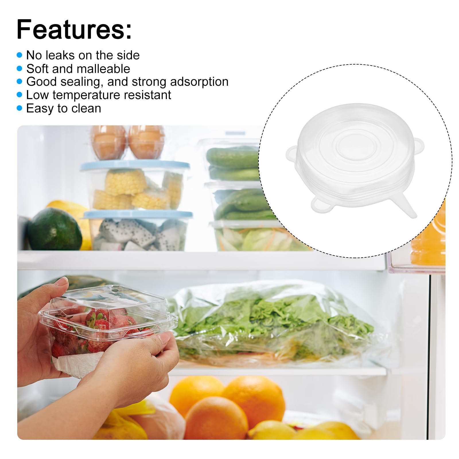 uxcell Silicone Stretch Lids, 4-Pack Reusable Bowl Covers, 3.74" Round, White