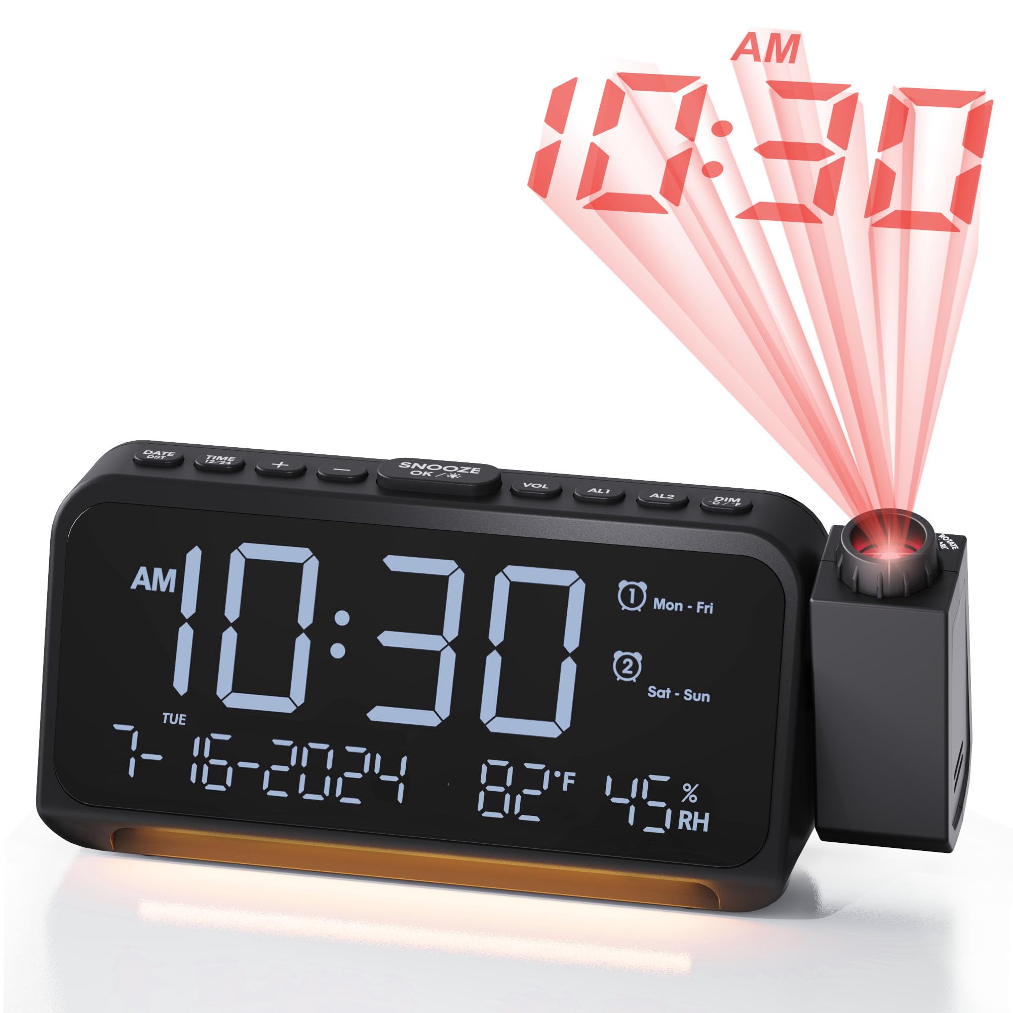 Roxicosly Projection Alarm Clock for Bedroom | Projects Time on Wall Ceiling | Ultra Clear Large Numbers for Poor Eyesight | No 