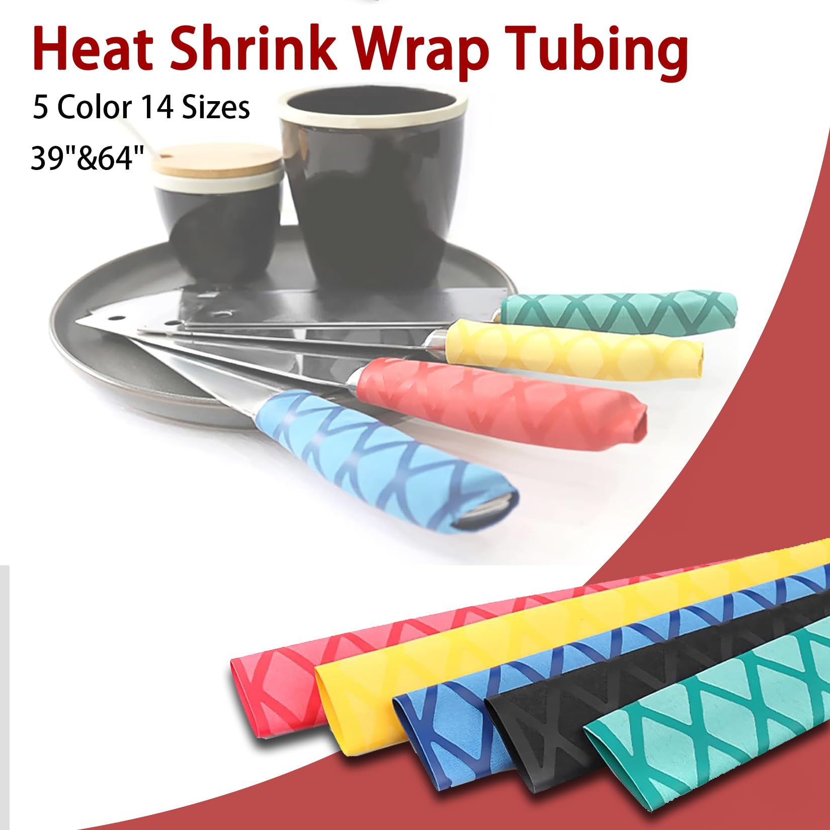 Etekgo X-Tube Heat Shrink Wrap Tubing 3964 Lengths For Rod Grips-5 Color 14 Sizes (Green, Diamter:35Mm Length:39)