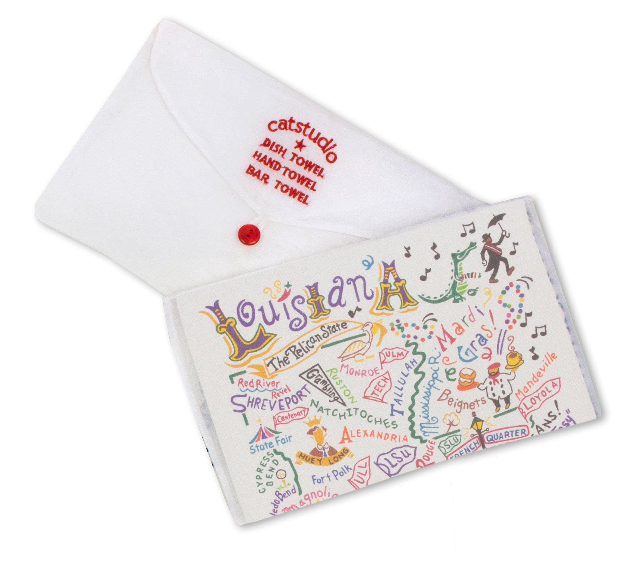 Catstudio Louisiana Dish Towel - U.S. State Souvenir Kitchen And Hand Towel With Original Artwork - Perfect Tea Towel For Louisi
