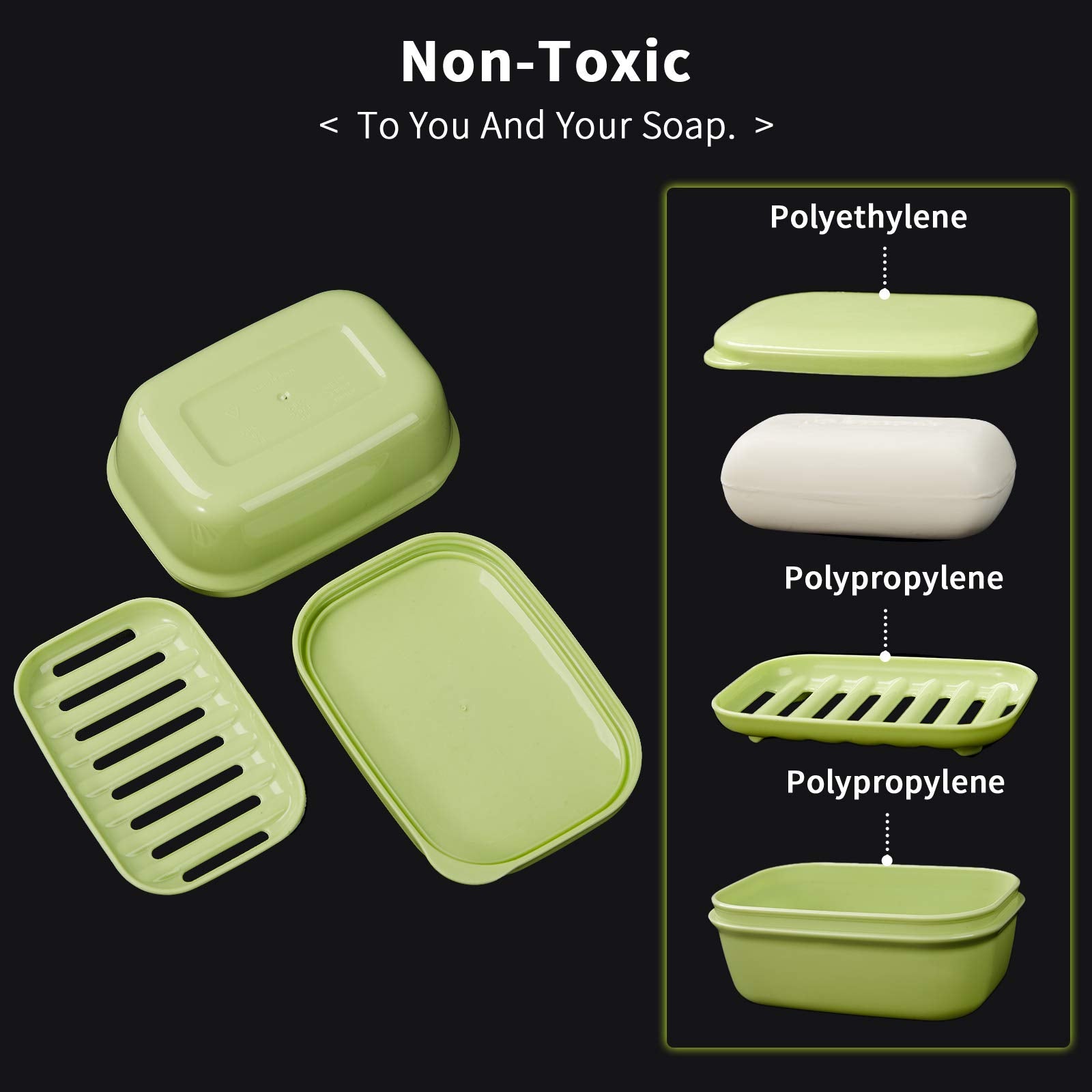 Quatish Travel Soap Container, 2Pcs Portable Soap Holder With Lid, Soap Case For Camping Gym Travel, Soap Box For Bathroom(Green