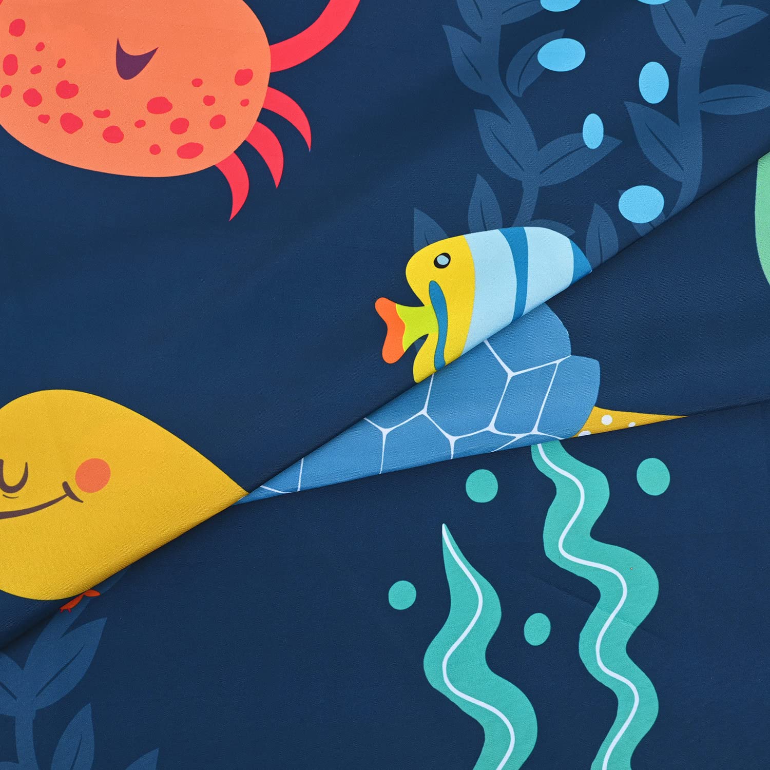 Rosielily Kids Shower Curtain For Bathroom,Cartoon Sea Ocean Animal Shower Curtain With Dolphin, Ocean Fish Shower Curtains Set