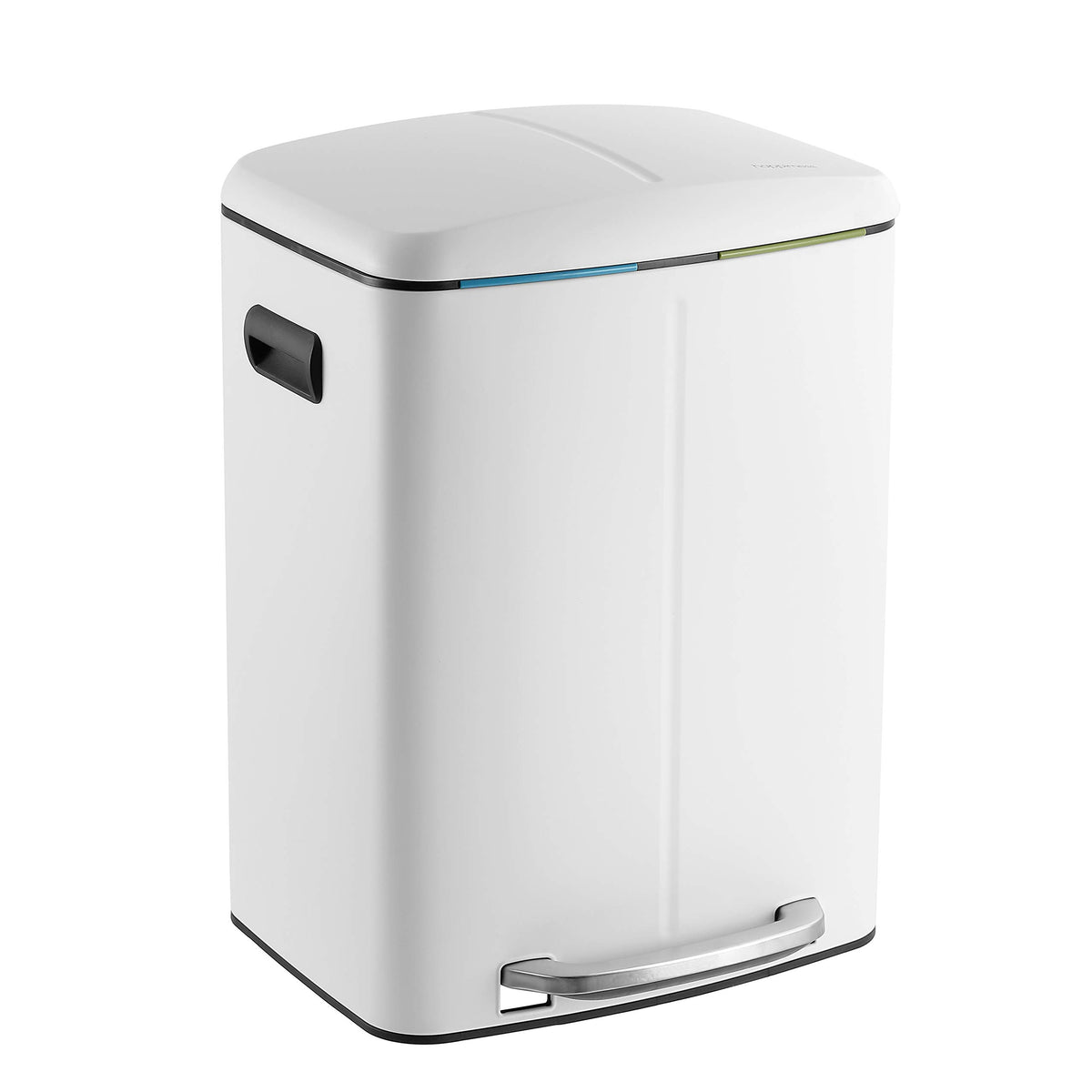 Happimess Hpm1005C Marco Rectangular 10.5-Gallon Double Bucket Garbage Can With Soft-Close Lid, White