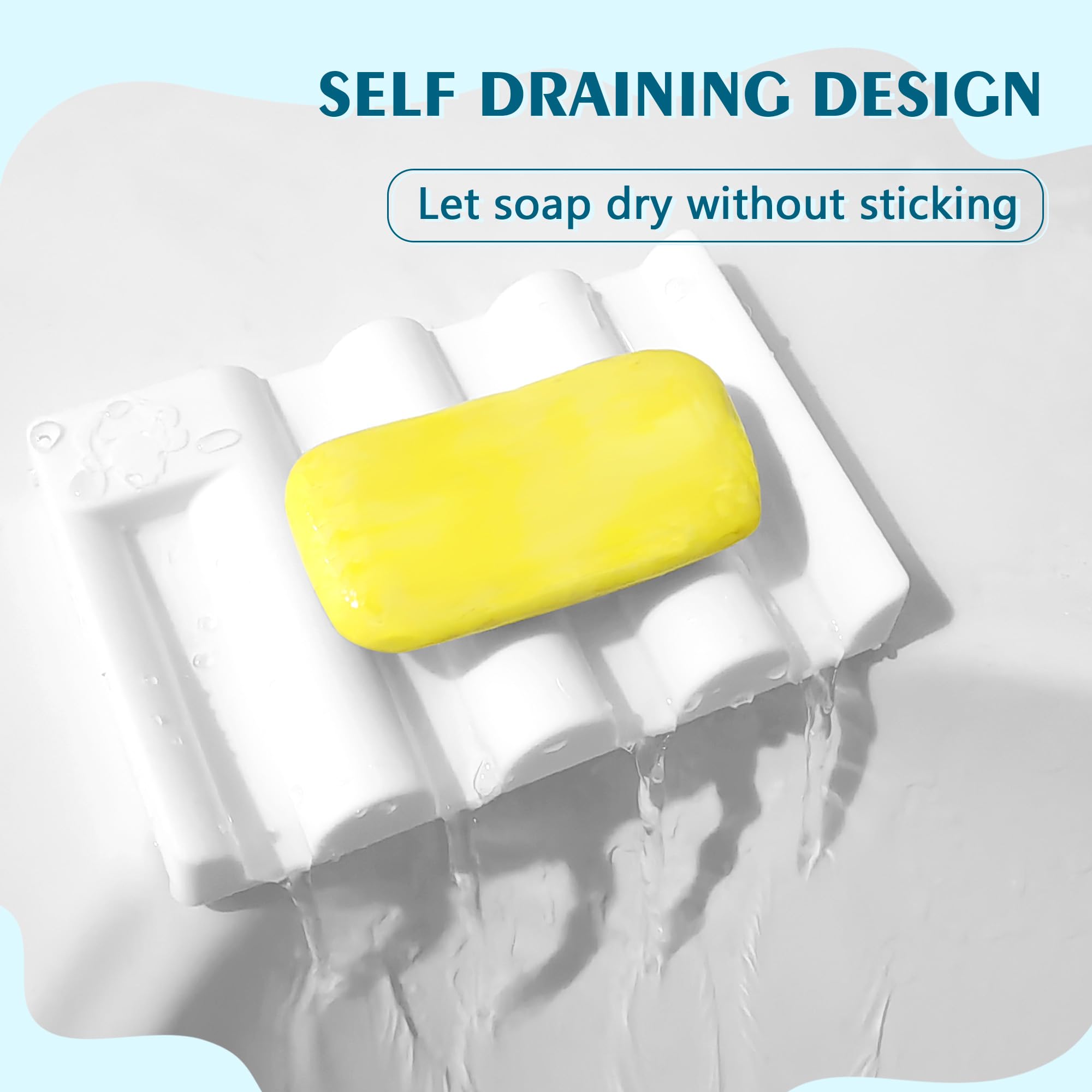 Silicone Soap Dish With Wave Design, Non-Slip, Quick-Drying, Perfect For Bathroom, Kitchen, And Sink Areas (2, White1)