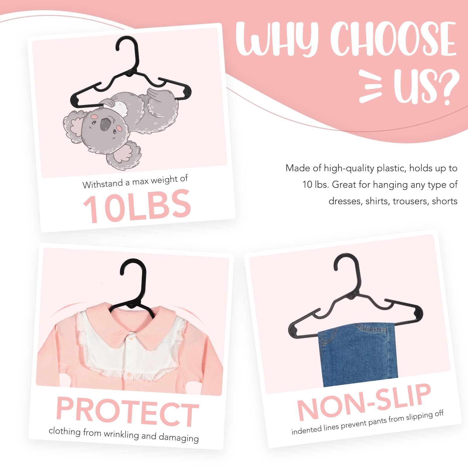 House Day Plastic Baby Hangers For Closet 60 Pack, Durable Plastic Kids Hangers For Baby Clothes, Thin & Compact Childrens Hange