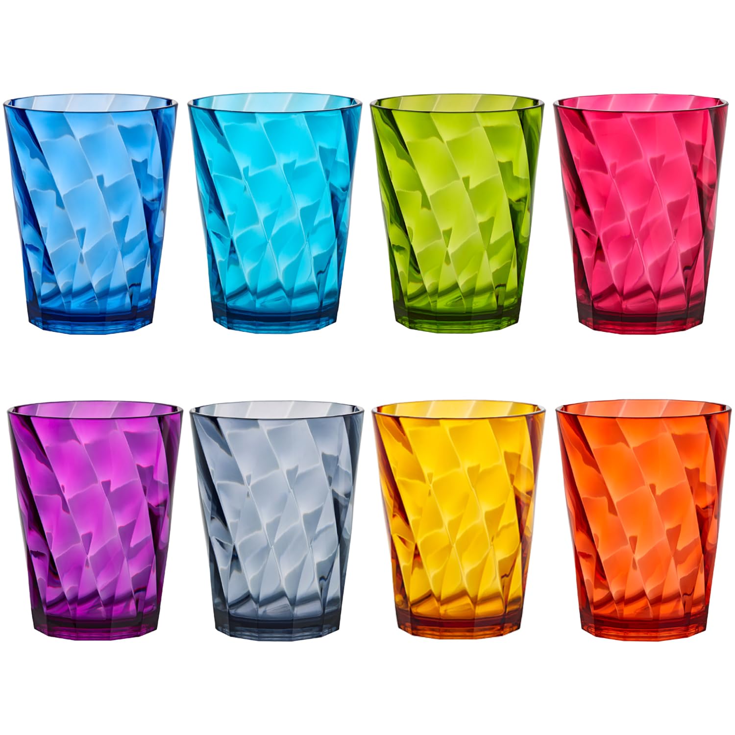 Us Acrylic Optix Plastic Reusable Drinking Glasses (Set Of 8) 14Oz Rocks Cups In Jewel Tone Colors | Bpa-Free Tumblers, Made In