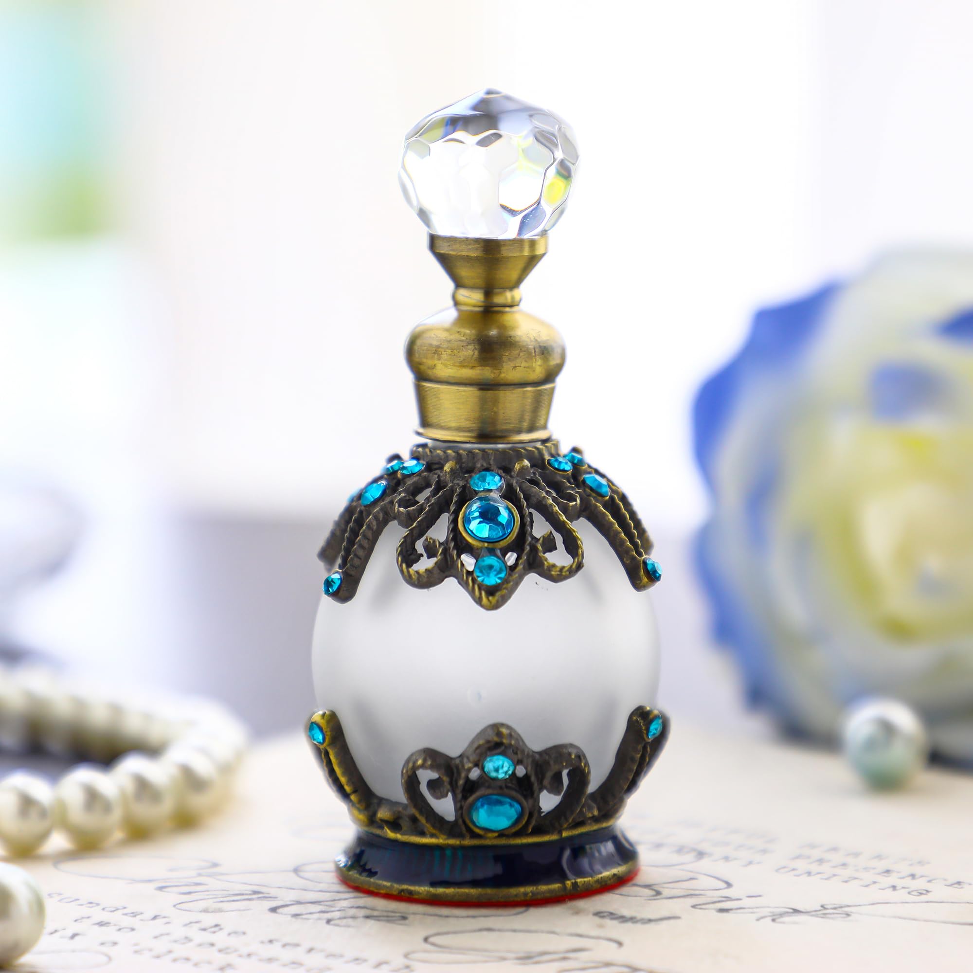 Yu Feng Decorative Crystal Perfume Bottle Empty Refillable Rhinestones Jeweled Vintage Glass Perfume Vial Scent Bottles For Ladi