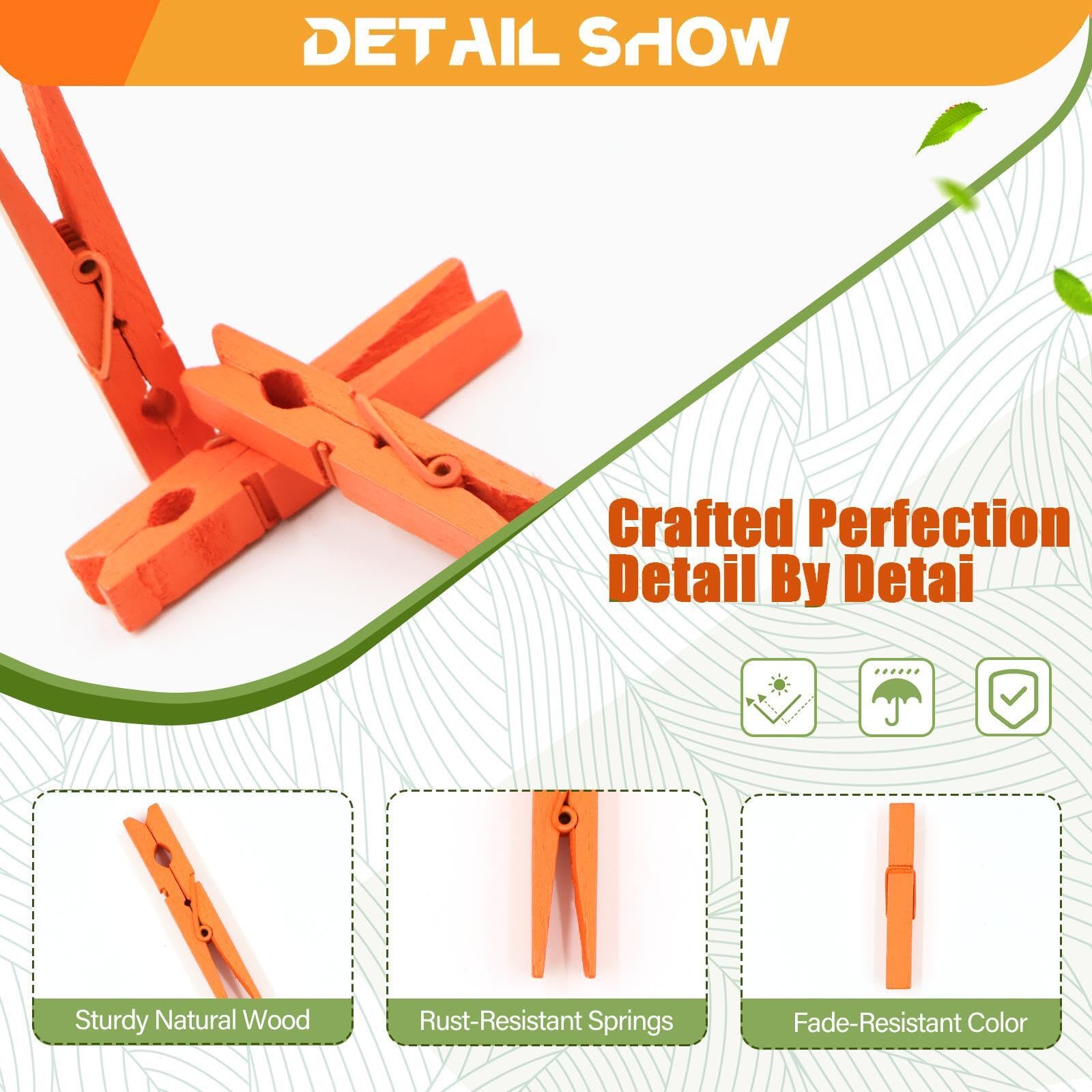 Colored Clothespins Wooden 2.9 Inch, Orage Clothes Pins Wood, Clothing Pins Clips For Craft Pictures Classroom And Outdoors, Rai
