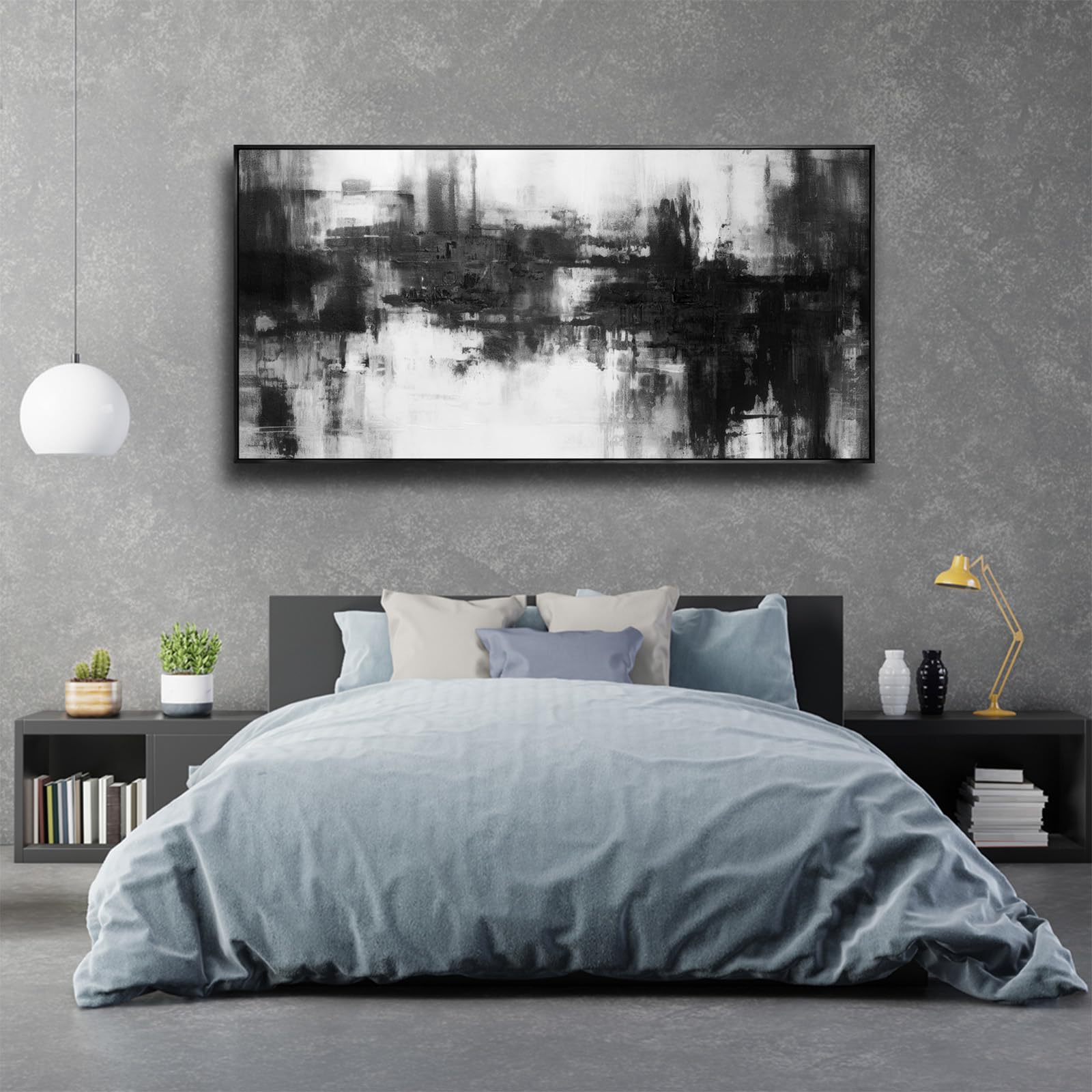 Abstract Wall Art Framed Home Artwork Decor Black And White Modern Minimalist Canvas Painting Living Room Decor For Bedroom Offi