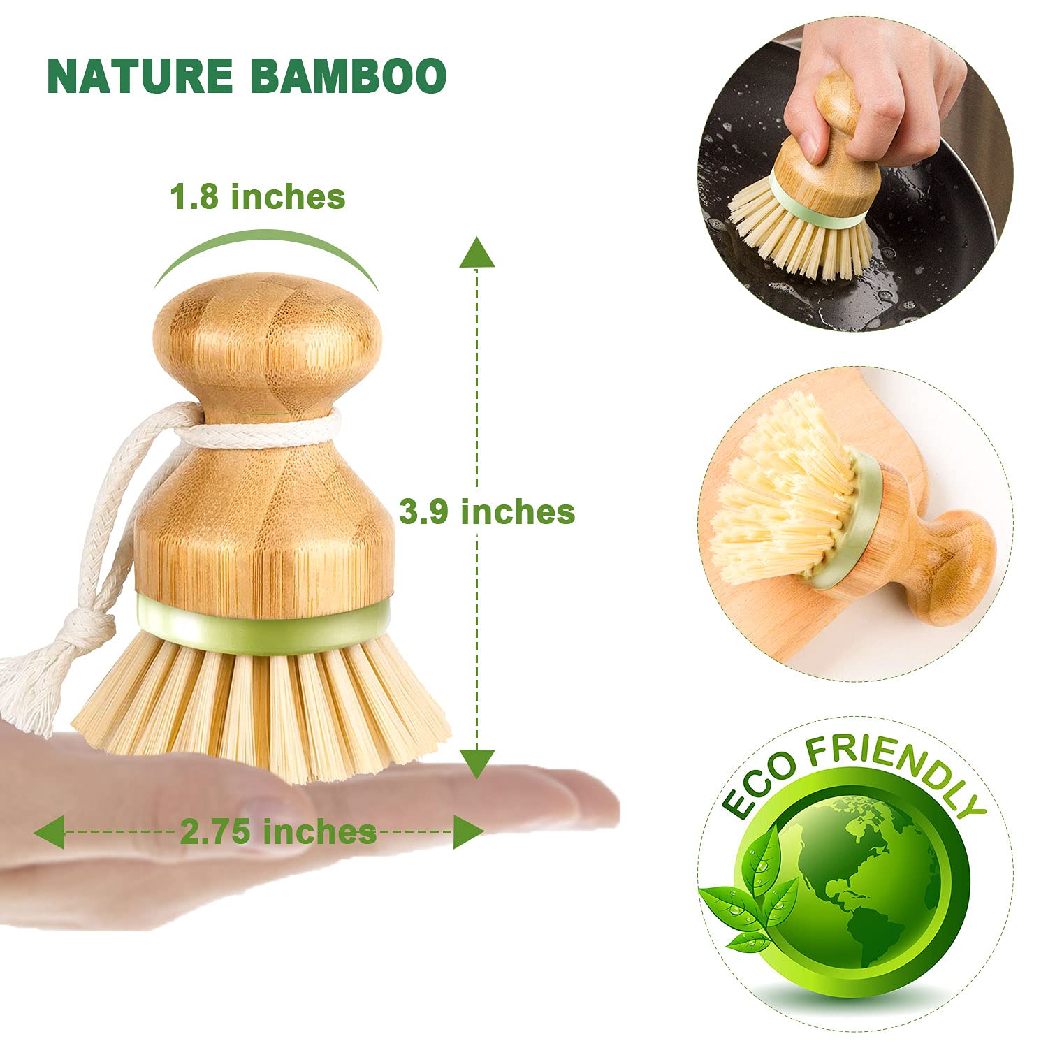 Dish Brush, Premium Dish Scrub Brush Set (Pack Of 2), Made By Earth Friendly Recycled Materials, Durable Stiff Bristles Great Fo