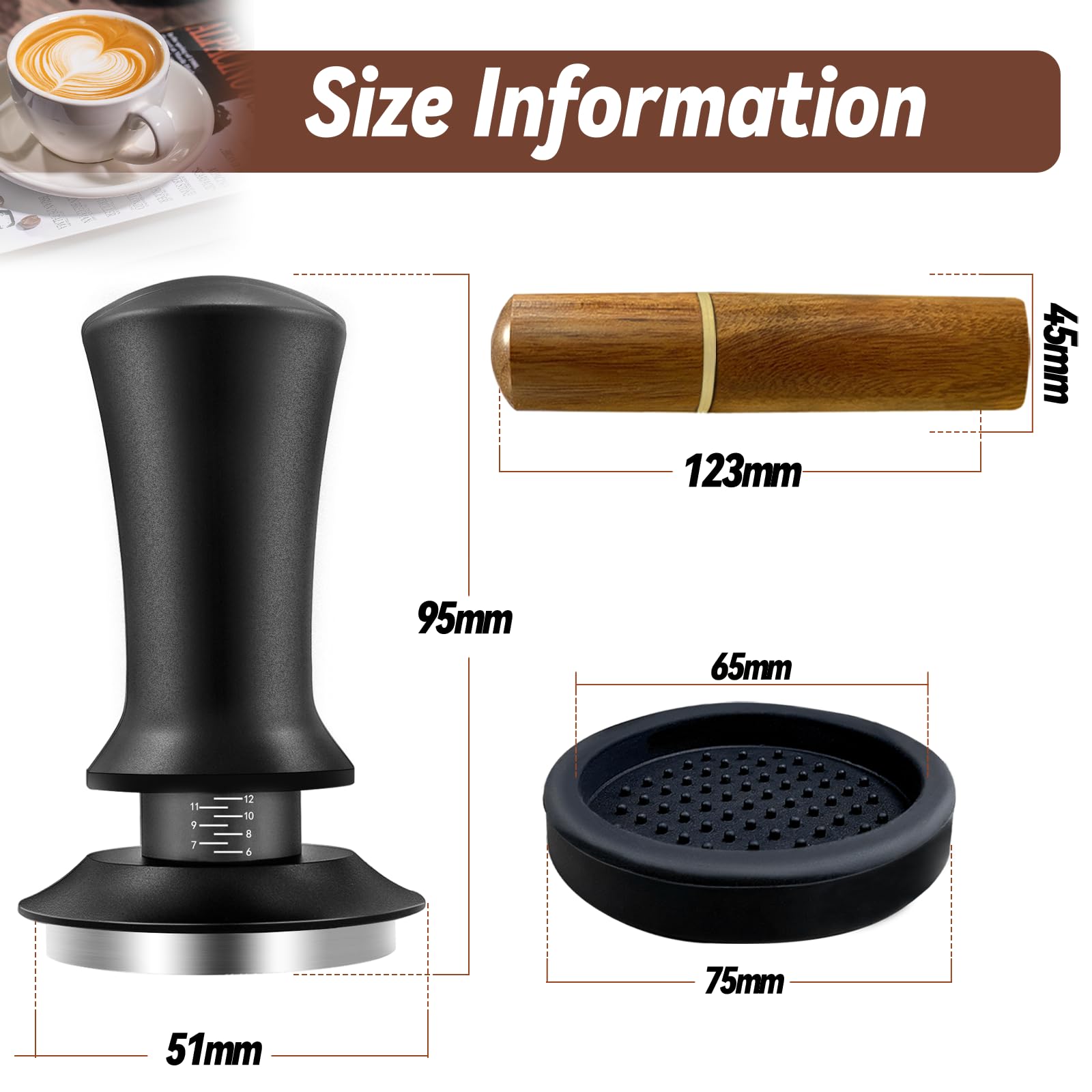 Yeelan Espresso Tamper 51Mm With Wdt Tool,Calibrated Spring Loaded Coffee Tamper With Silicone Mat,100% Flat Stainless Steel Bas