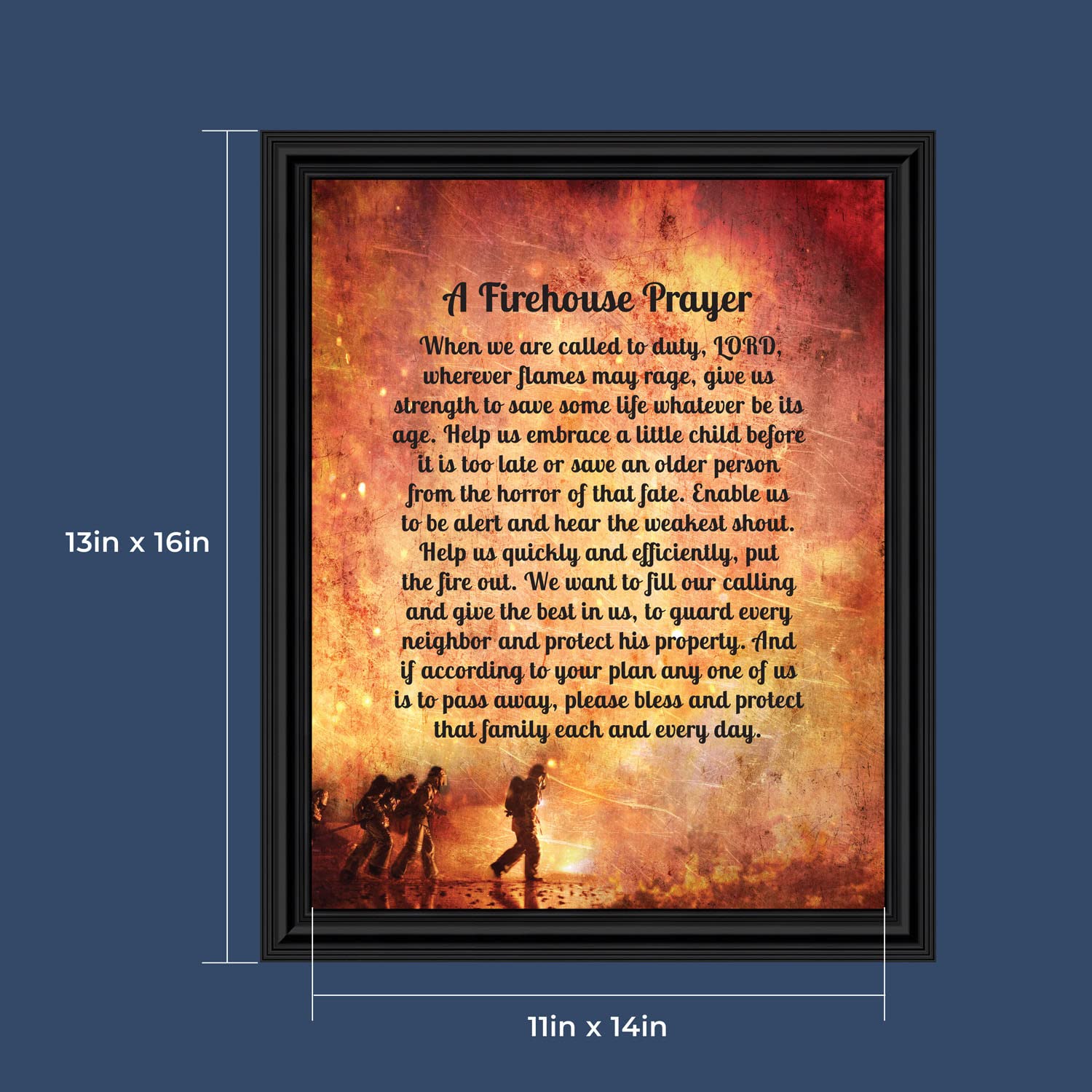 Crossroads Home D  Cor Firemans Prayer Picture Frame, Firefighter Decor, Firefighter Graduation Present, 2107B