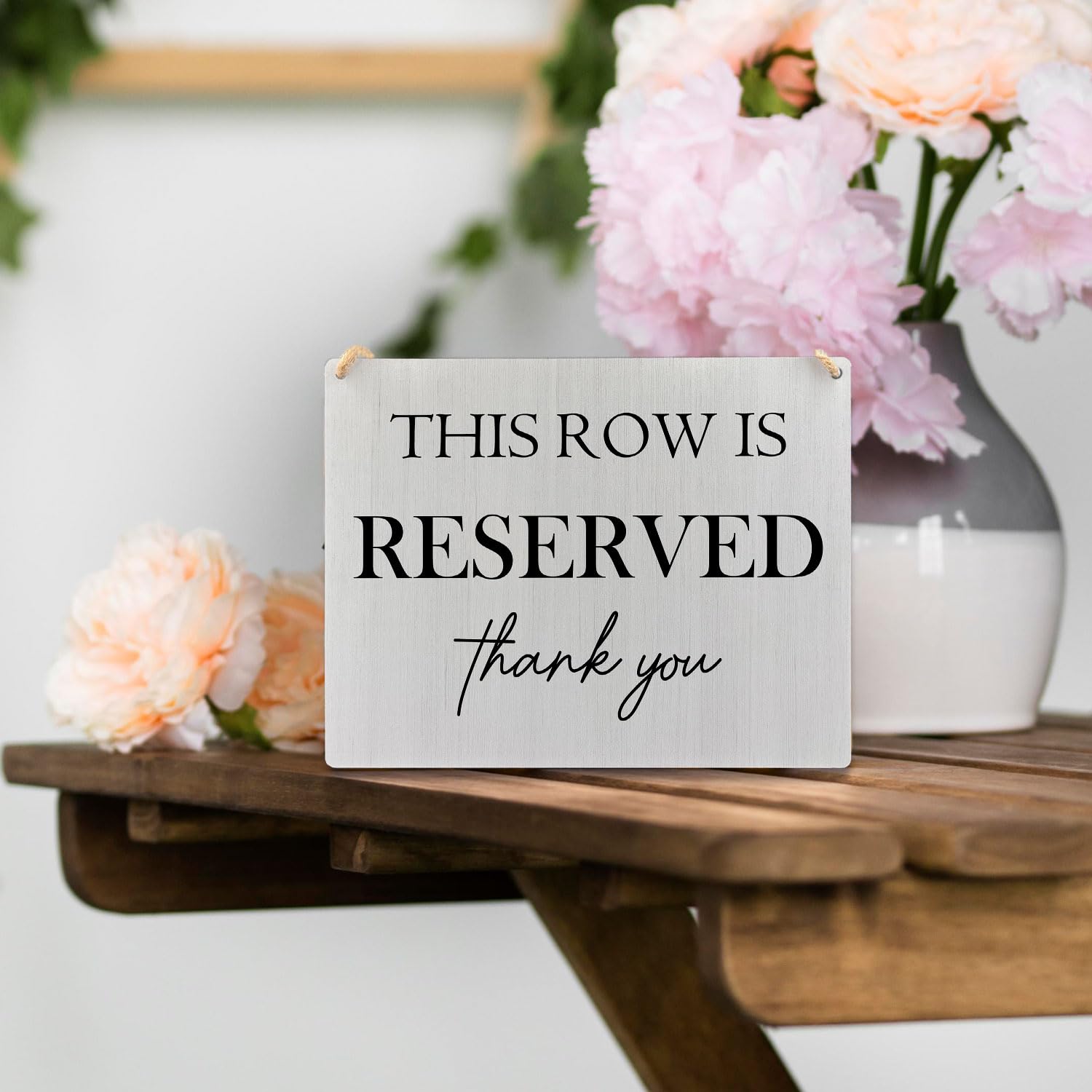 Ryeolo Reserved Seating Signs - This Row Is Reserved Wooden Hanging Signs for Wedding Chairs, Wedding Decorations for Reception,
