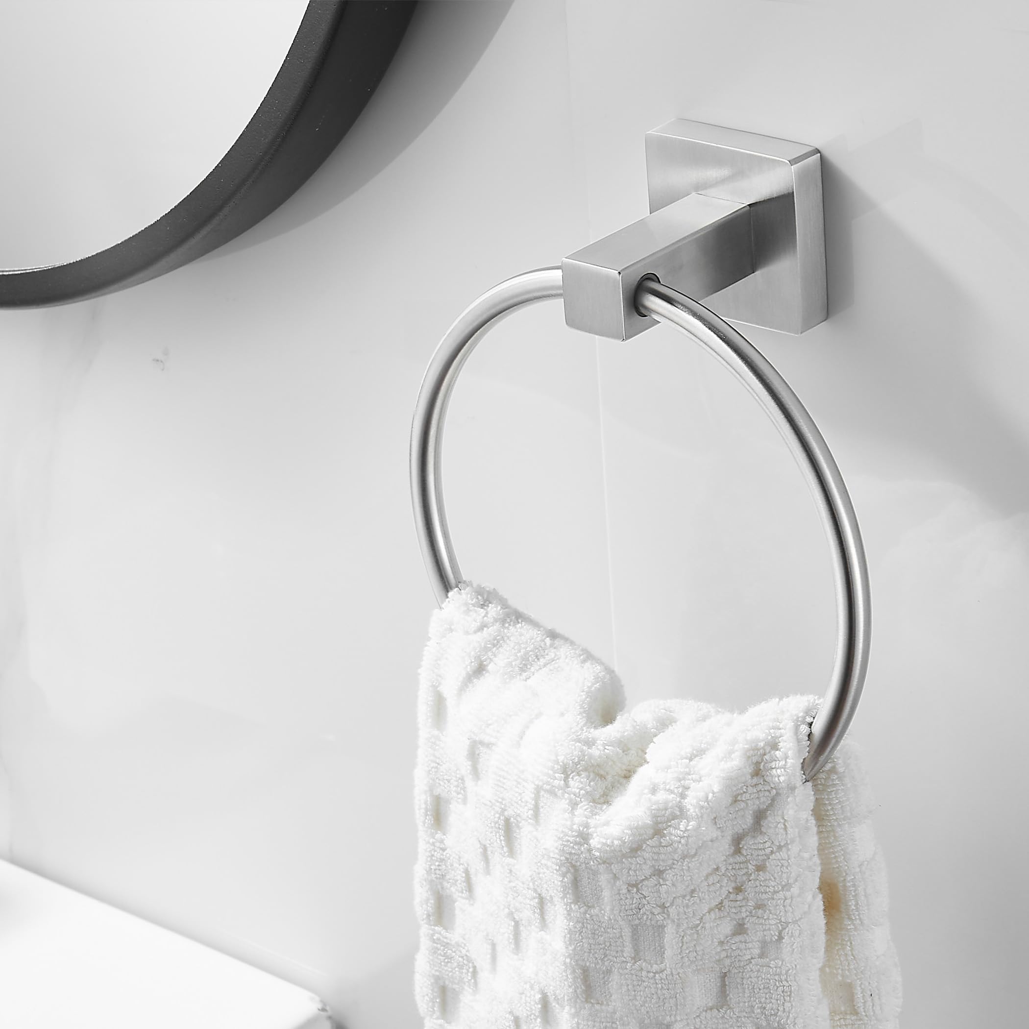 Wolibeer Brushed Nickel Toilet Paper Holder Towel Ring,Bathroom Hand Towel Holder Toilet Roll Holder Wall Mounted,Modern Bath Ha