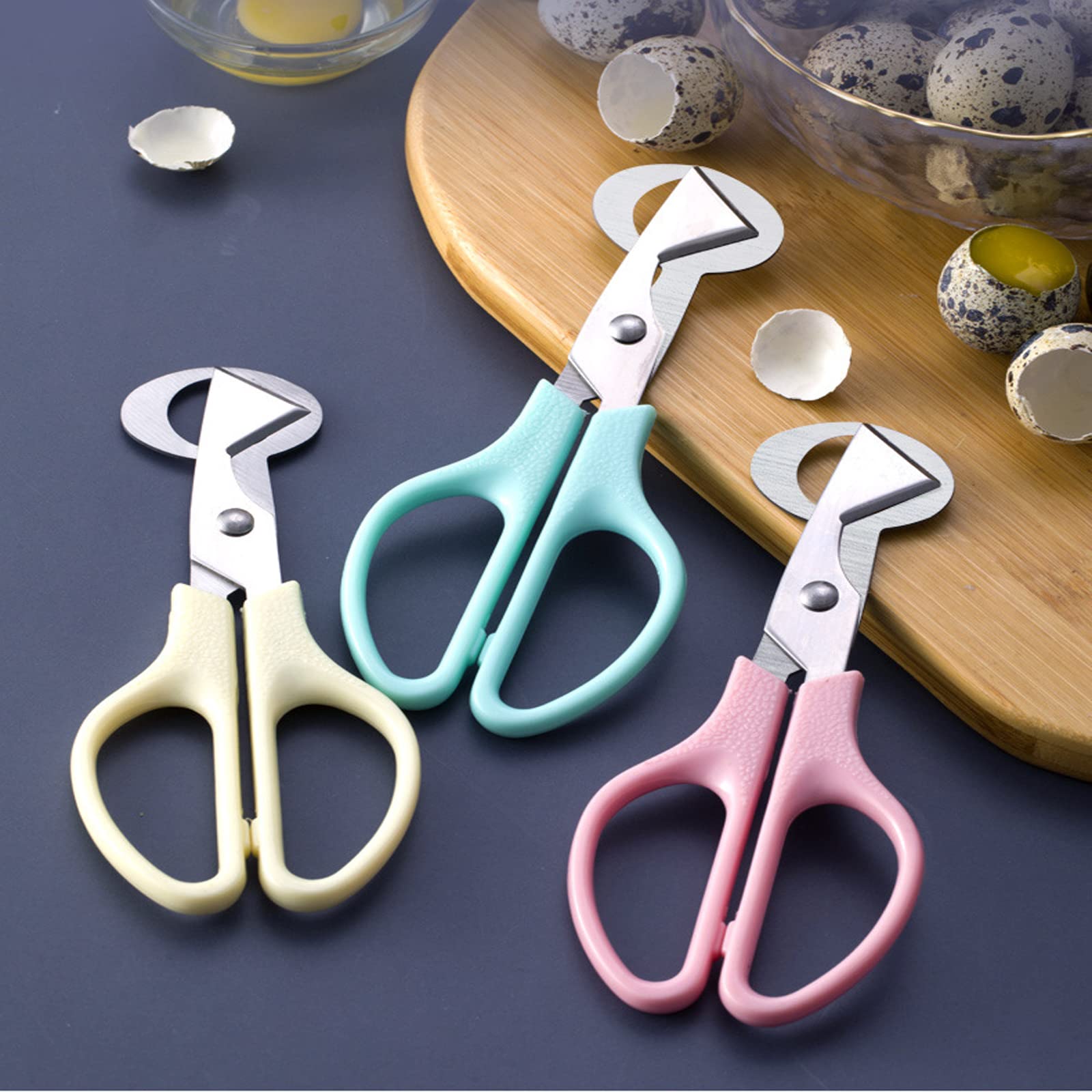 Hjyzy 4 Colors Stainless Steel Egg Cutter Scissors Kitchen Egg Shears Tool Pigeon Quail Egg Scissors Egg Clipper Shell Cutters S