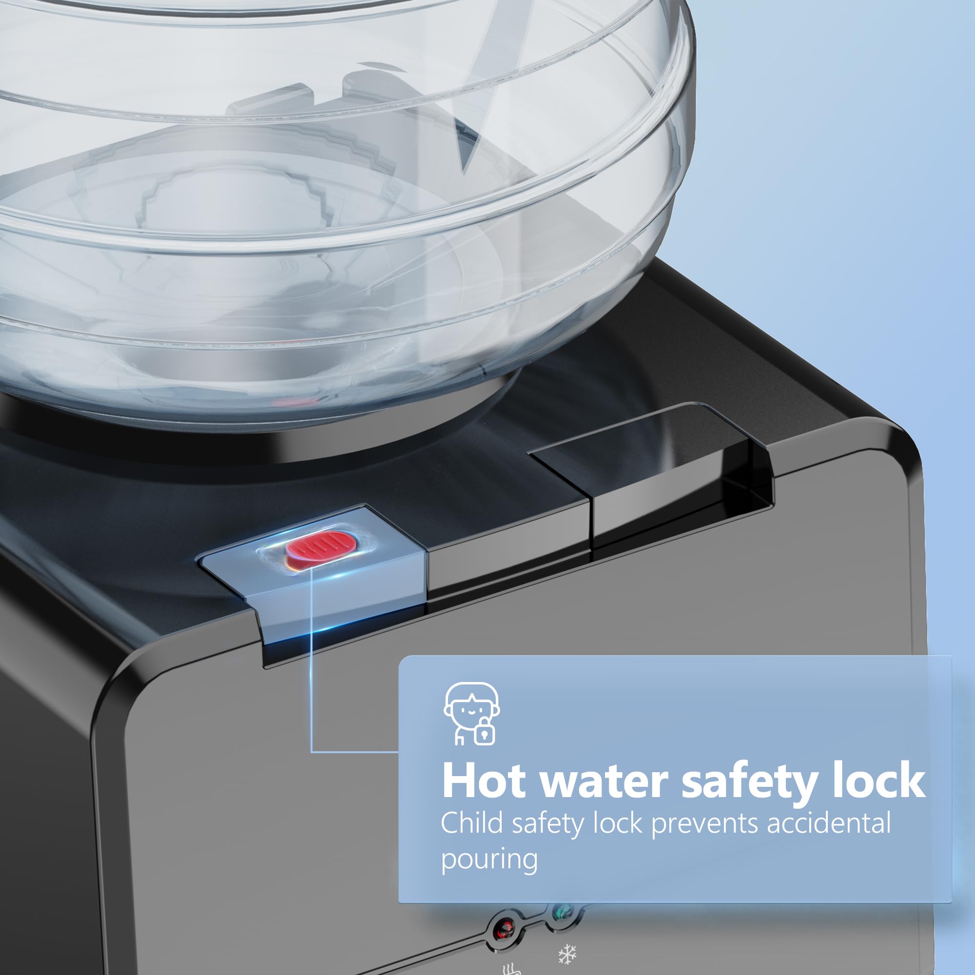 Euhomy Top Loading Water Dispenser, Hot And Cold Water Cooler For 3 Or 5 Gallon Bottles,Child Safety Lock,Water Cooler Dispenser