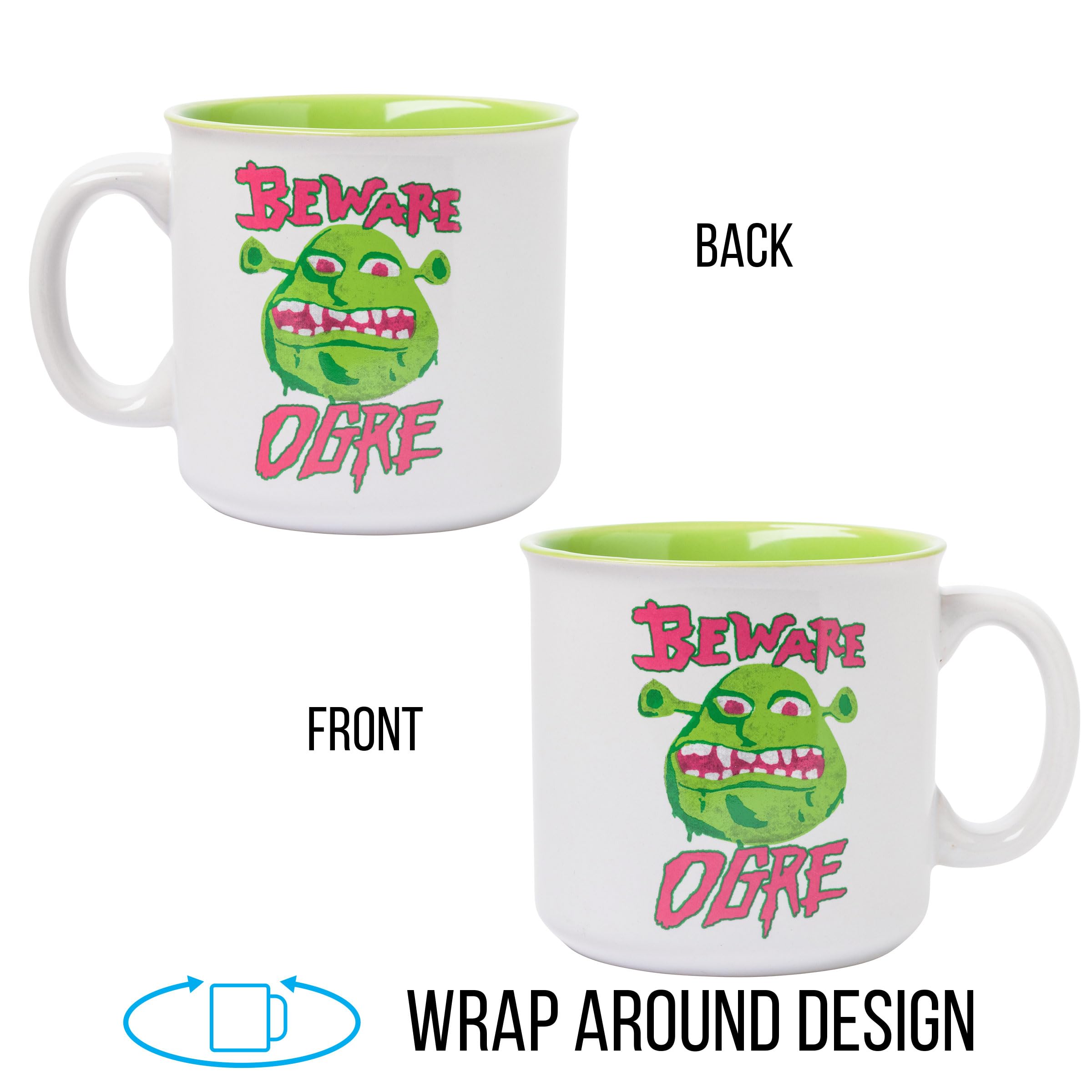 Silver Buffalo Shrek Beware Ogre Ceramic Camper Mug, 20 Ounces