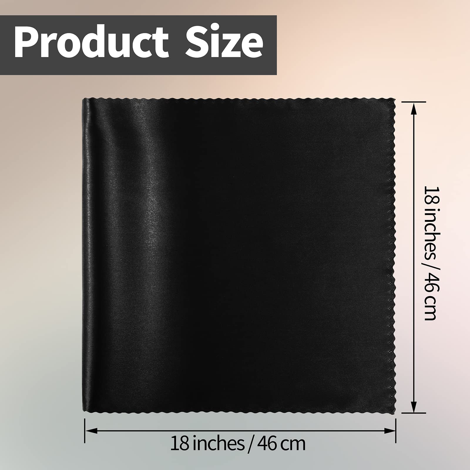 Manyshofu 6 Pieces Black Satin Scalloped Napkins - 18X18 Inches Cloth Satin Napkins, Square Satin Fabric Napkin Set - Smooth & R