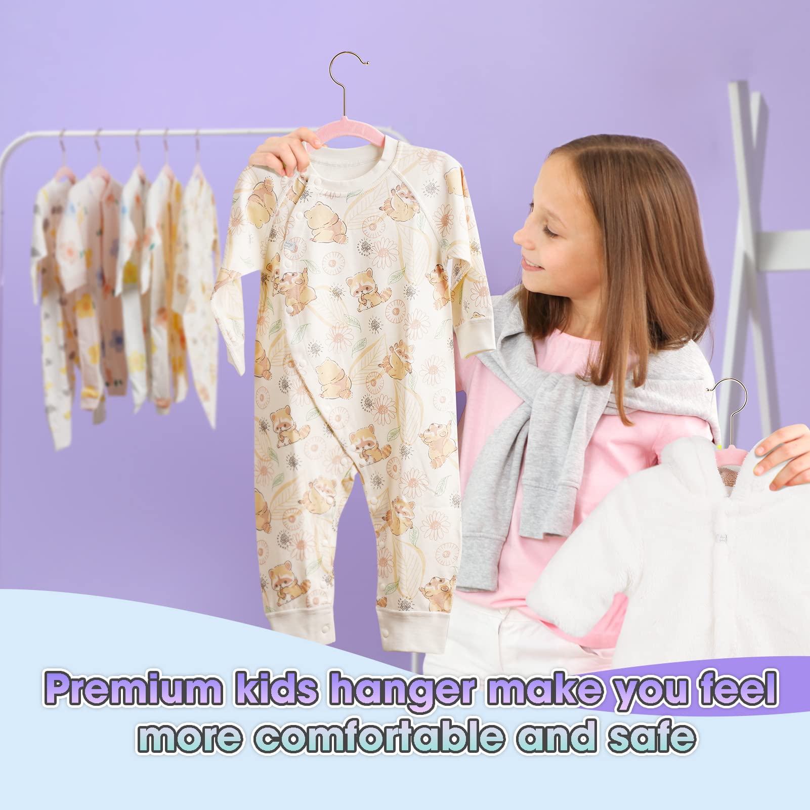 Ulimart Baby Hangers Velvet 50 Pack-11.4 Inch,Baby Clothes Hangers Non Slip, Baby Hangers For Closet,Sturdy Infant/Toddler Hange