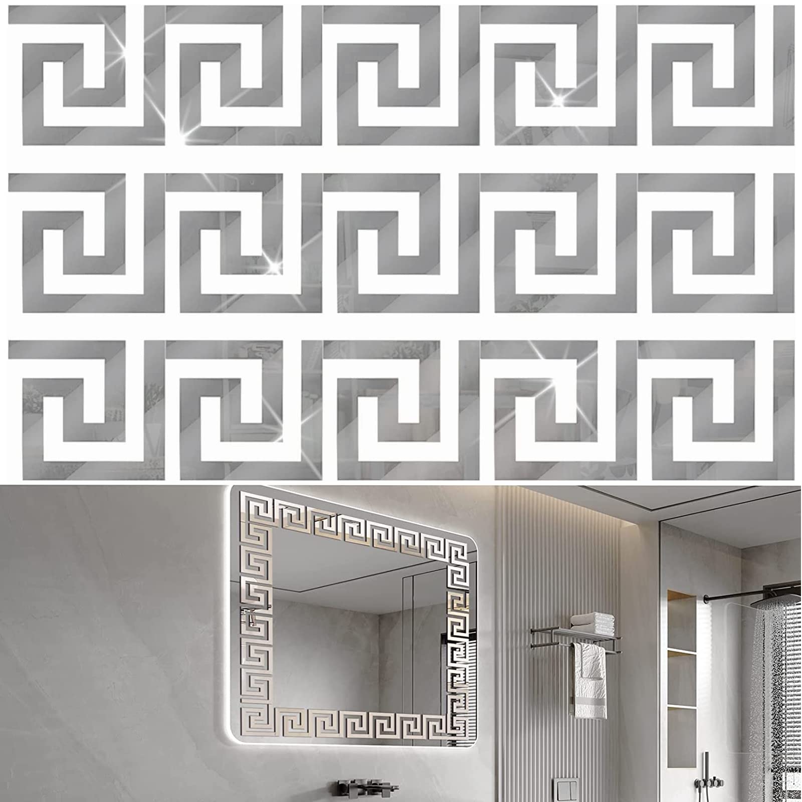 100 Pieces Removable Acrylic Mirror Setting, Mirror Tiles Wall Sticker Decal,Mirror Wall Stickers for Home Living Room Bedroom D