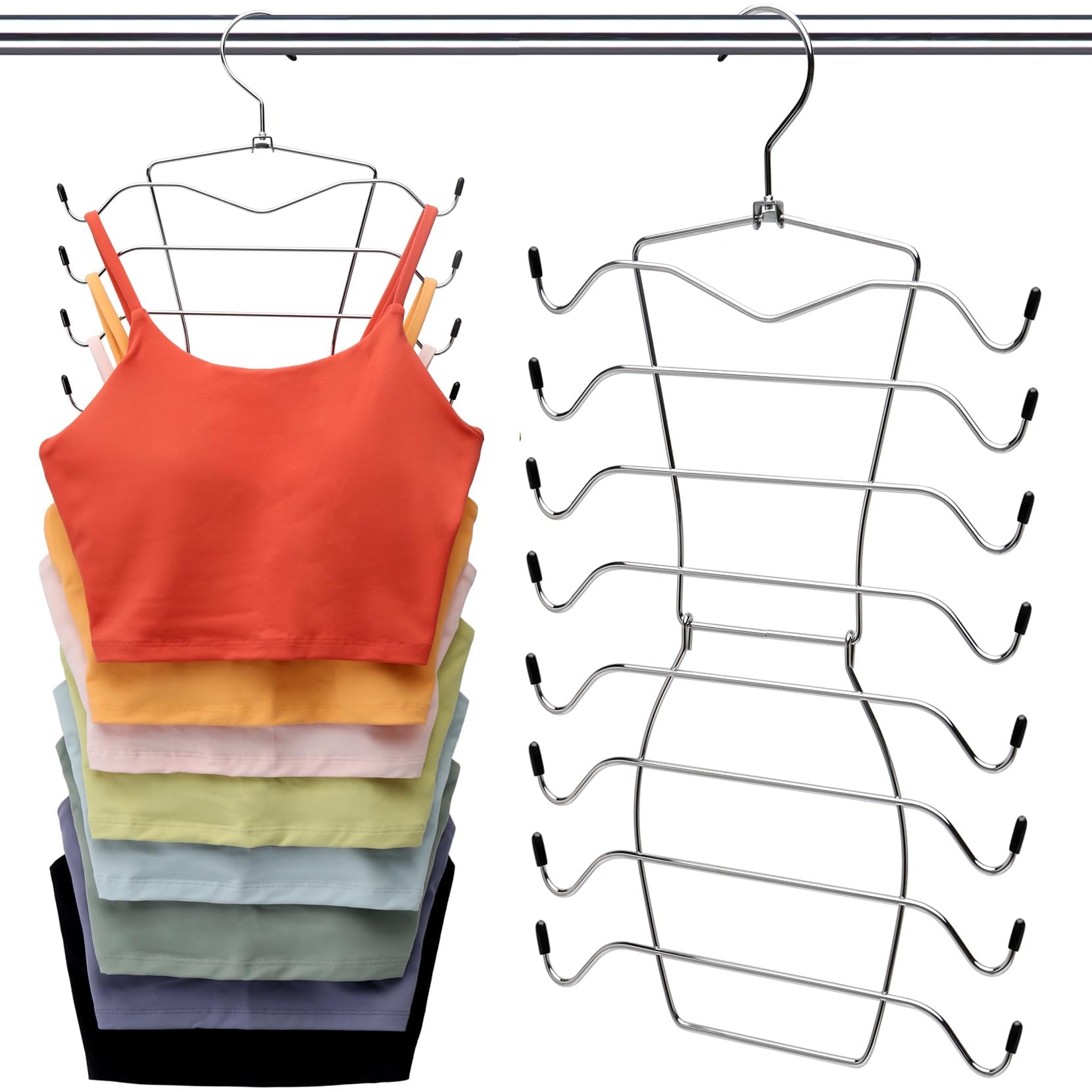 2 Pack Closet-Organizers-And-Storage,8 Tier Tank-Top-Hanger Closet-Organizer,Closet-Organizer Bra Hanger,Apartment Dorm-Room-Ess
