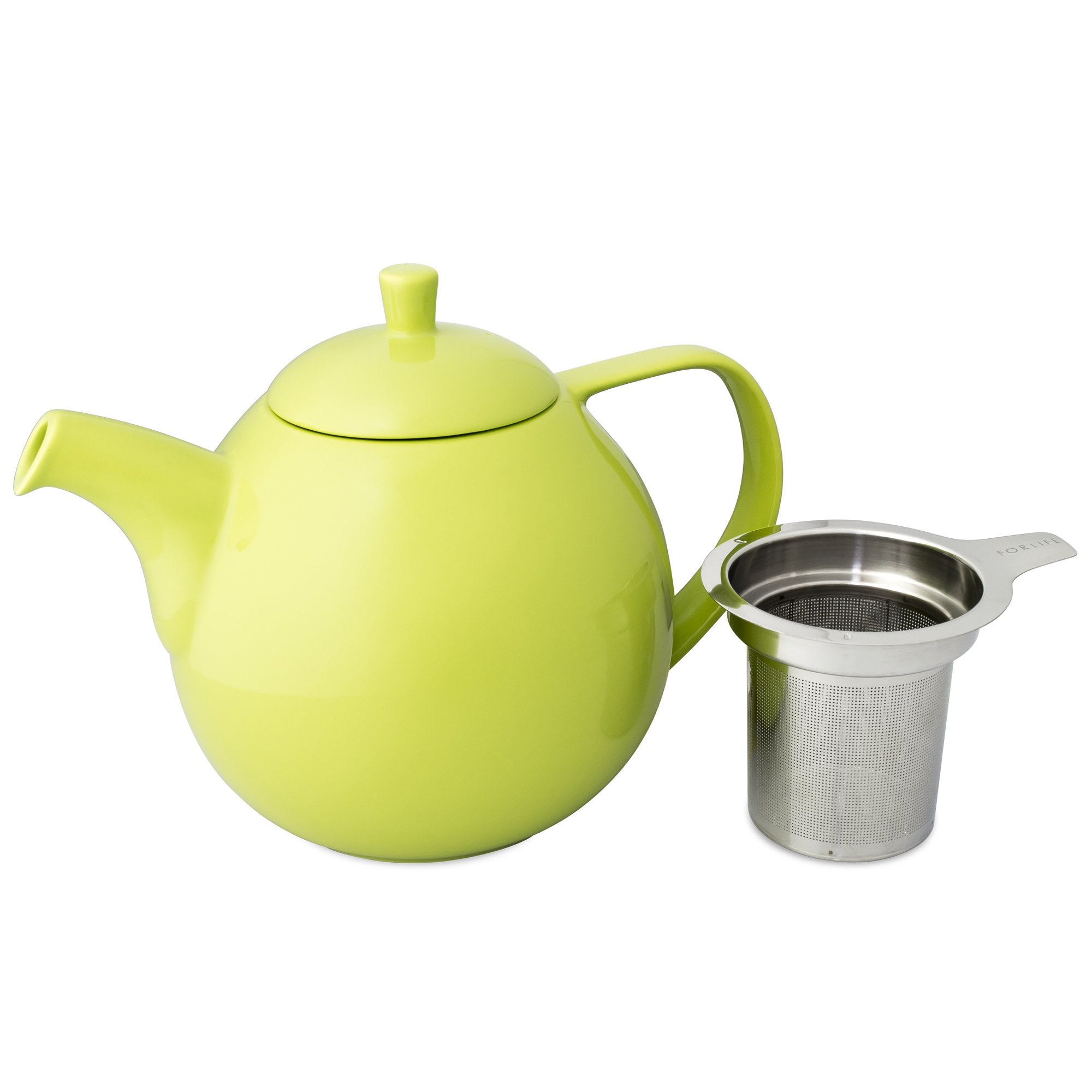 FORLIFE Curve Teapot, 45-Ounce Porcelain Infuser, Lime Color, Model 388-LME