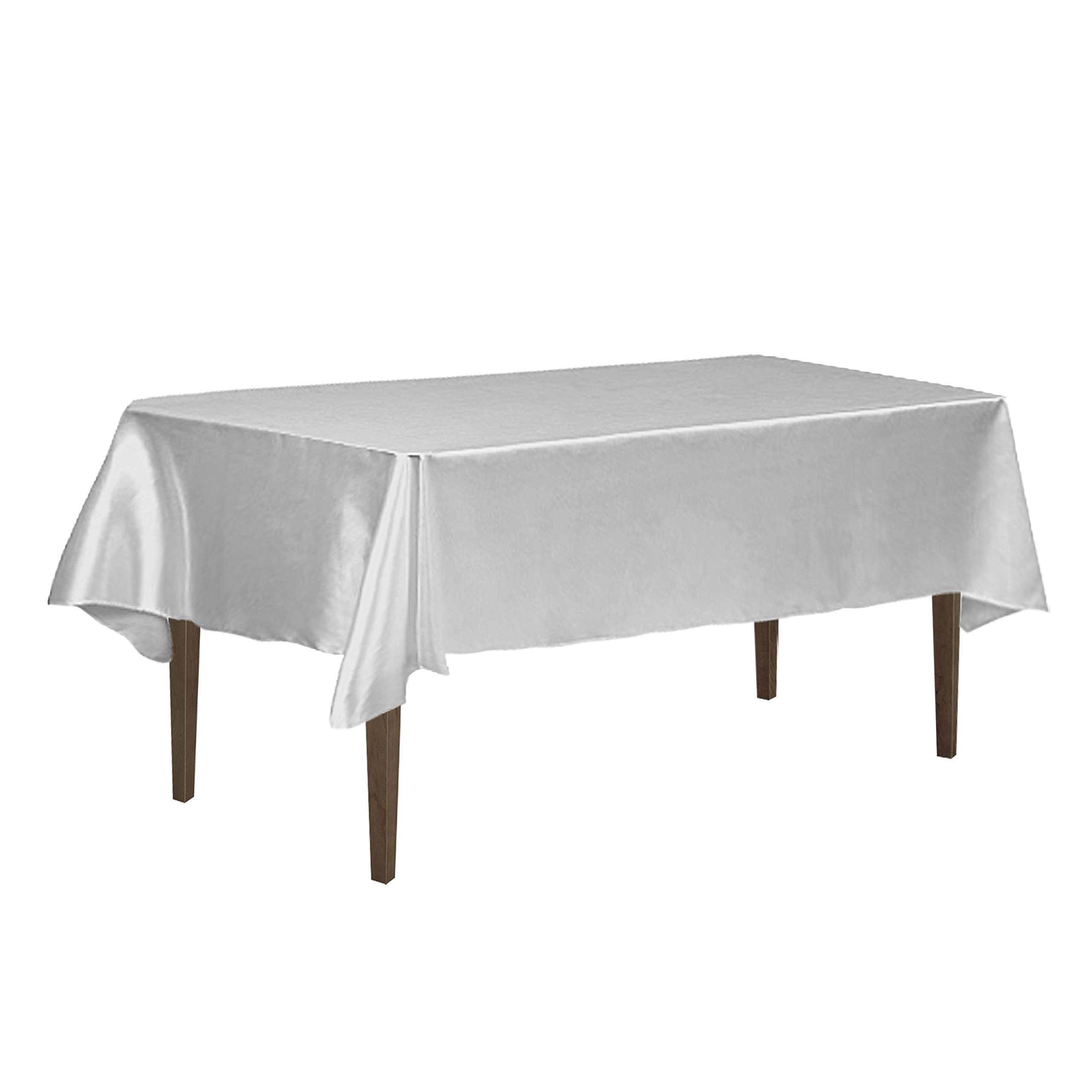 Linentablecloth 60 X 126-Inch Rectangular Satin Tablecloth Silver