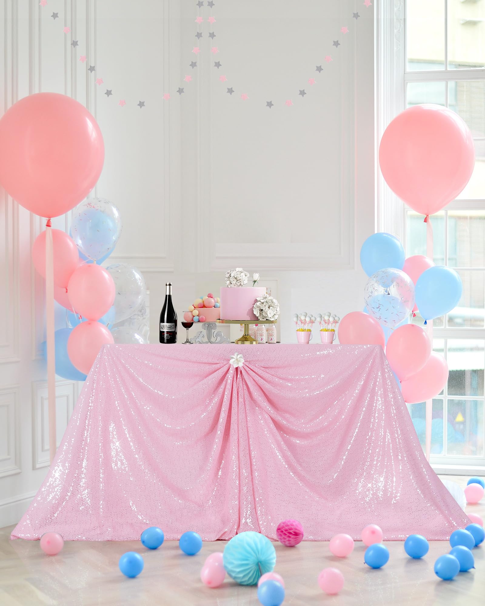 PartyDelight Pink Sequin Tablecloth Sparkly Table Cloth Rectangular 60x102