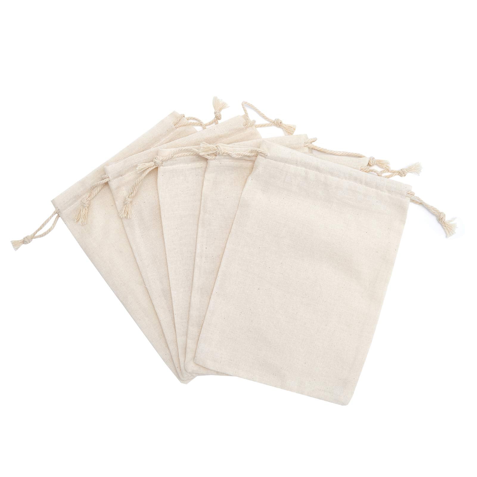 Tendwarm 20 Pieces 6X8 Inches Cotton Drawstring Bags Reusable Muslin Sachet Bag For Party Wedding Storage Home Supplies