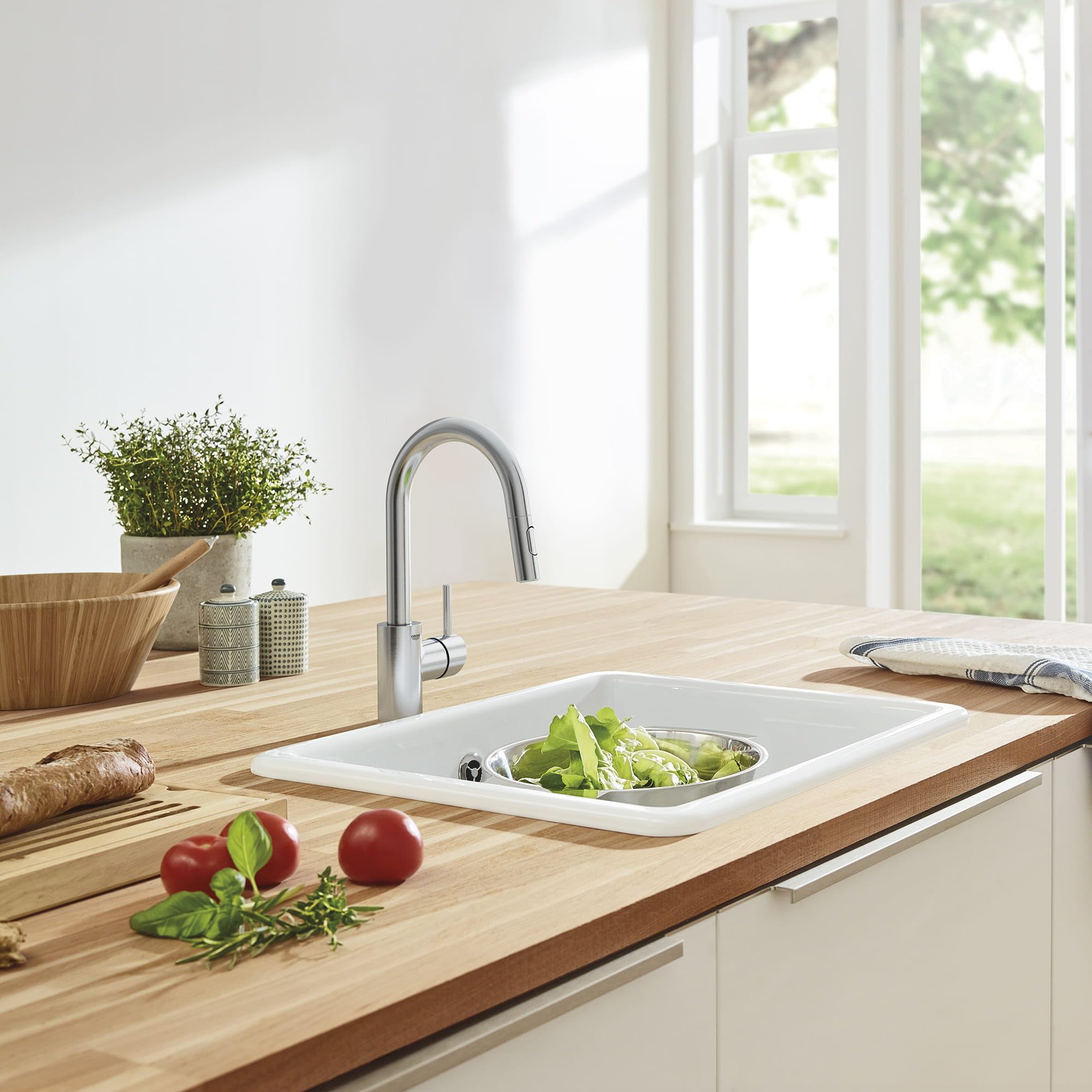 Grohe 31479Dc1 Concetto Pull-Down Bar Kitchen Faucet With Sprayer Supersteel (Stainless Steel)