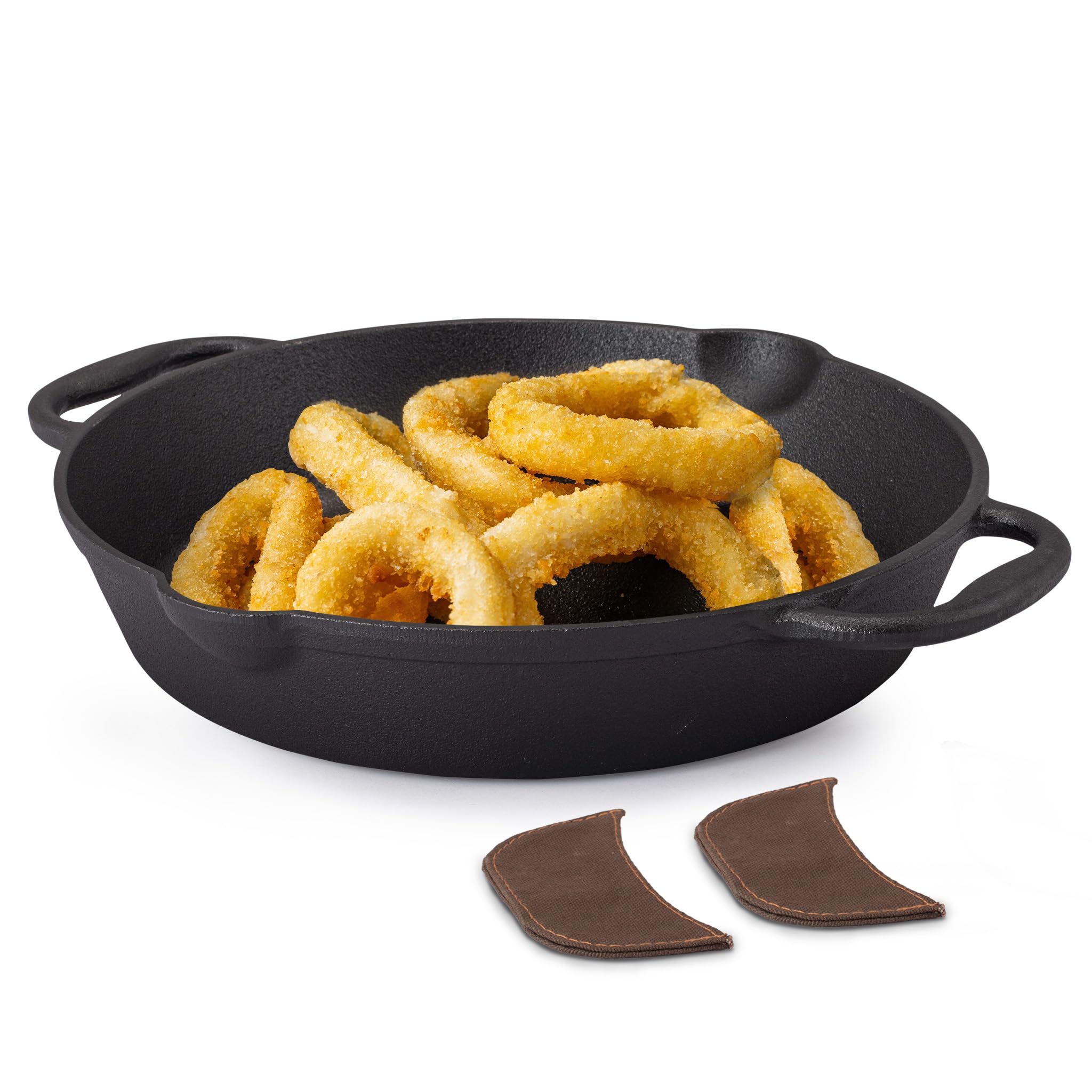 Agaro Royal Pre Seasoned Cast Iron Deep Fry Pan,25 Cm Diameter,1.8L Capacity,No Chemical Coating,Rigid Handles,Fast Heating,Heav