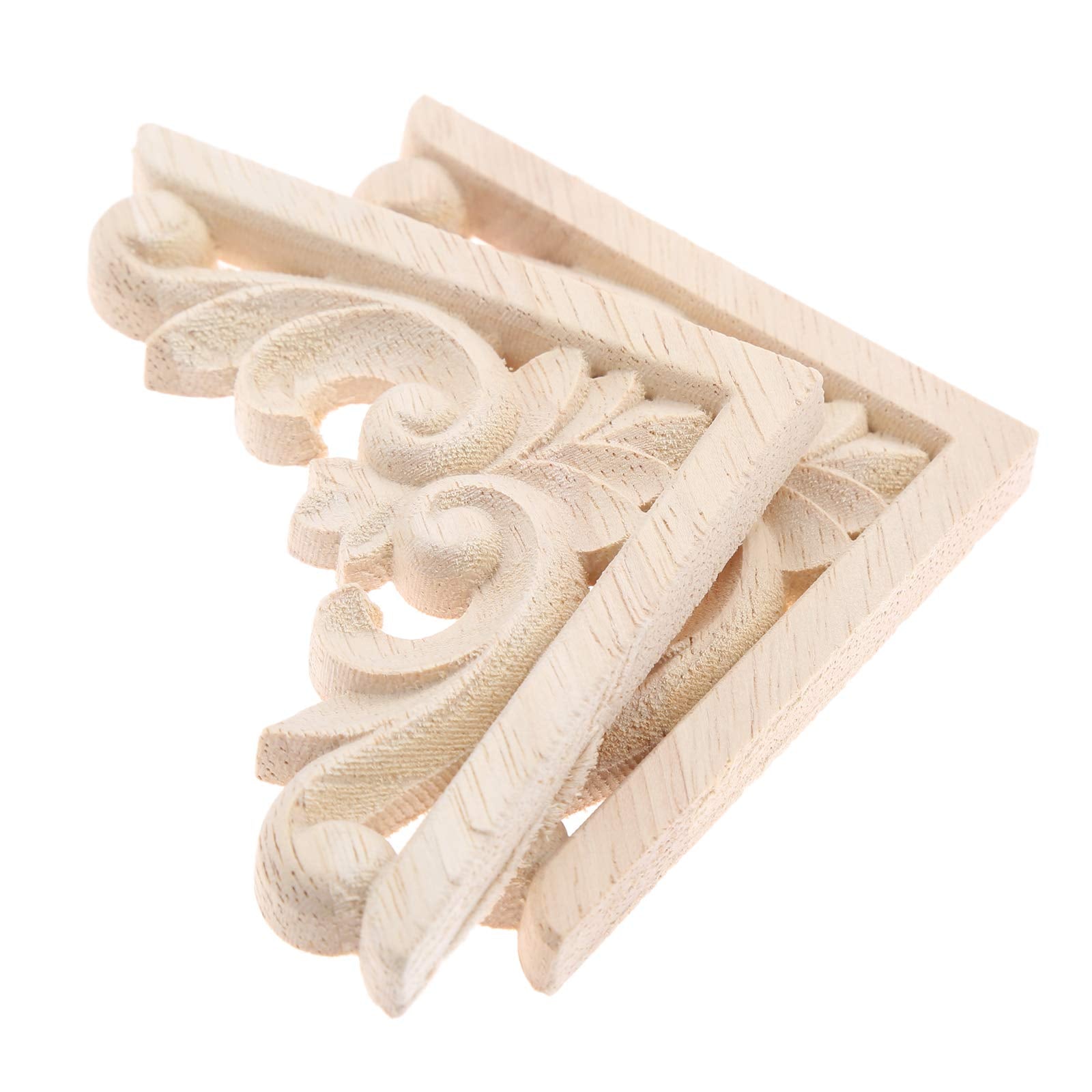 MUXSAM Furniture Applique  6x6cm/2.36''x2.36''  Wood Carved Corner Onlay Unpainted Frame Decal for Wall Cabinet Door Bed Dresser Mirror Decoration(4-Pack)