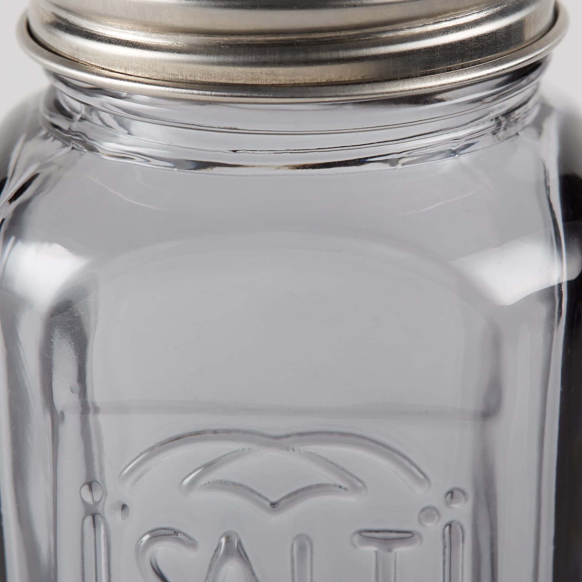 Rsvp International Retro Glass Salt  Pepper Shaker Stainless Steel Lids , 8 Oz, Gray