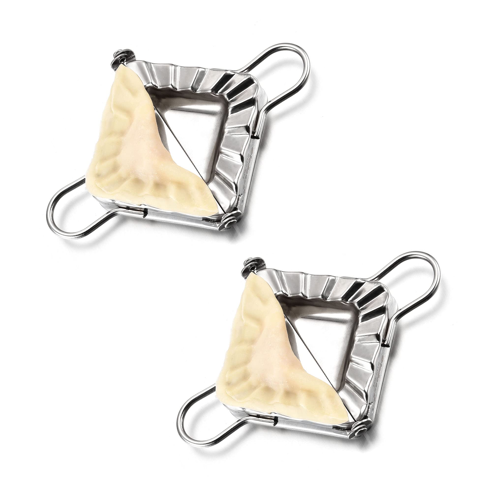 Warmhut 2Pcs Stainless Steel Square-Shaped Dumplings Maker - Chinese Traditional Manual Dumplings Molds - For Empanada Pierogi D