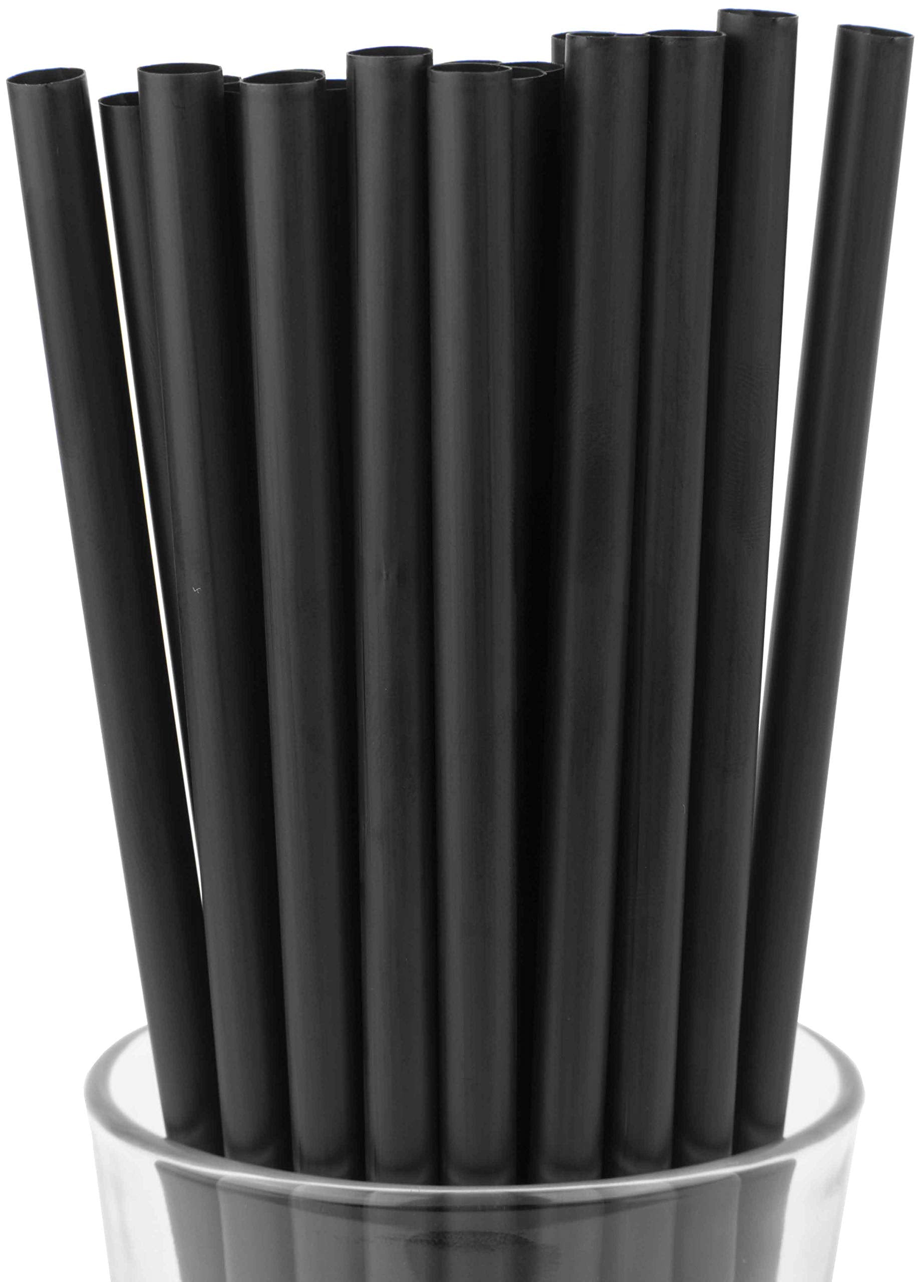 Made In Usa Pack Of 250 Jumbo Black (10'' X 0.28'') Individually Wrapped Plastic Smoothie Drinking Straws (Non-Toxic, Bpa-Free)