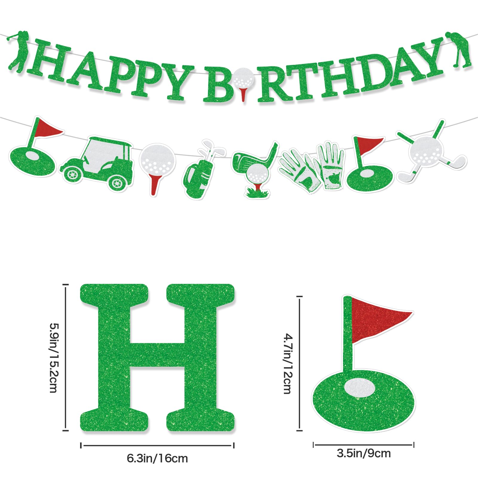 Neyeidru Pre-Strung Golf Happy Birthday Banner, Golf Sports Theme Birthday Party Decorations for Girls Boys Children Adults Man