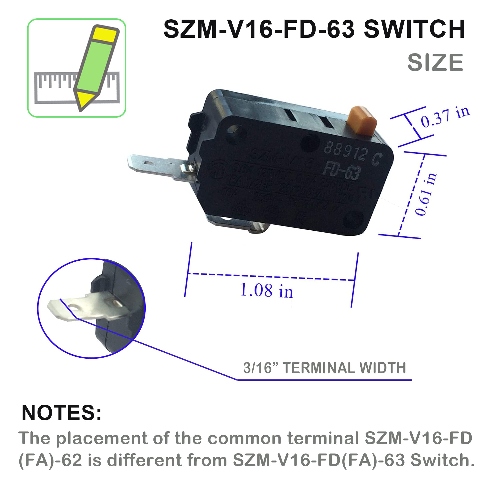LONYE 3405-001034 Microwave Door Switch Replacement for Samsung LG GE Kenmore Microwave SZM-V16-FD-63 3405-000178 AP4044834 (Normally Open)(Pack of 2)