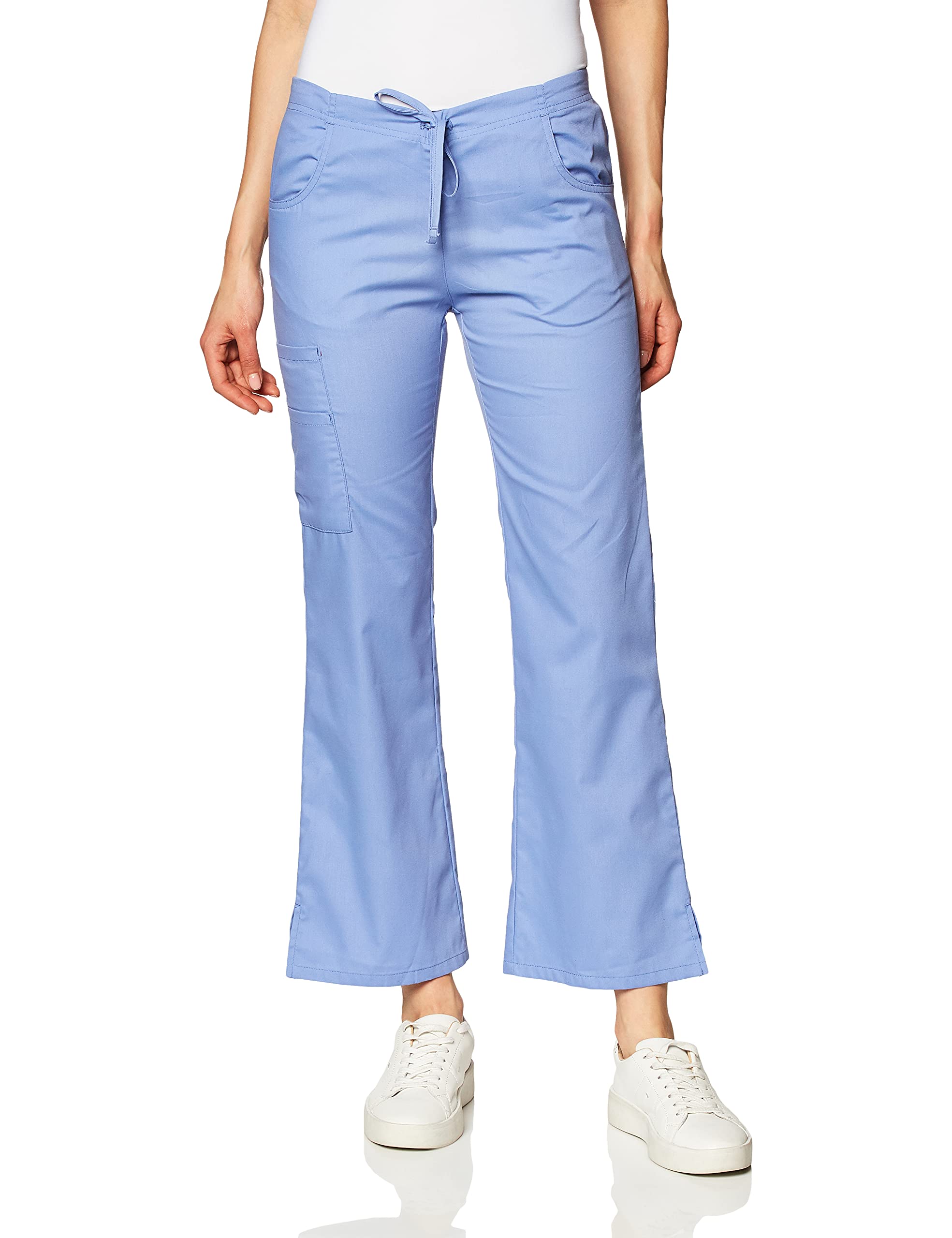Dickies Womens Signature Mid Rise Drawstring Scrubs Cargo Pant, Ciel, X-Large Petite