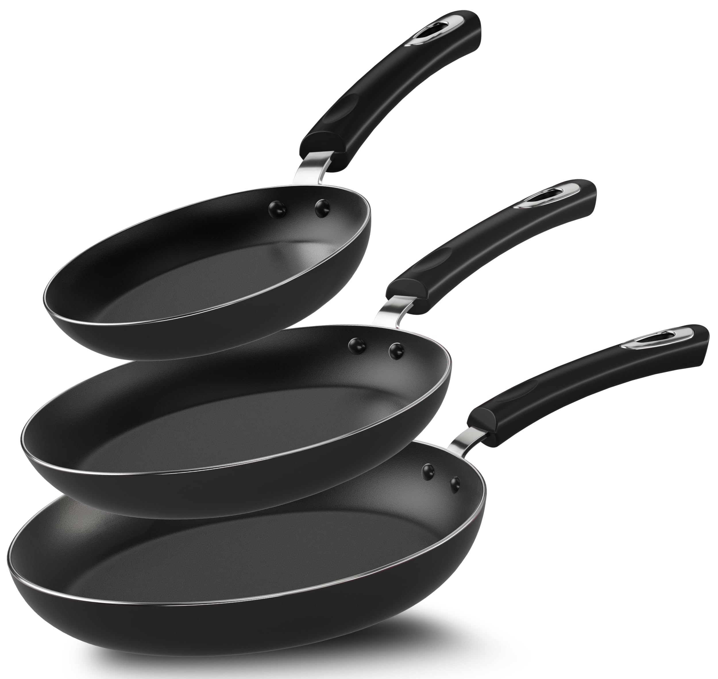 Utopia Kitchen Non-Stick Frying Pan Set With Induction Bottom, 3-Piece Nonstick Cookware Set Including 8, 9.5, And 11 Inch Fryin