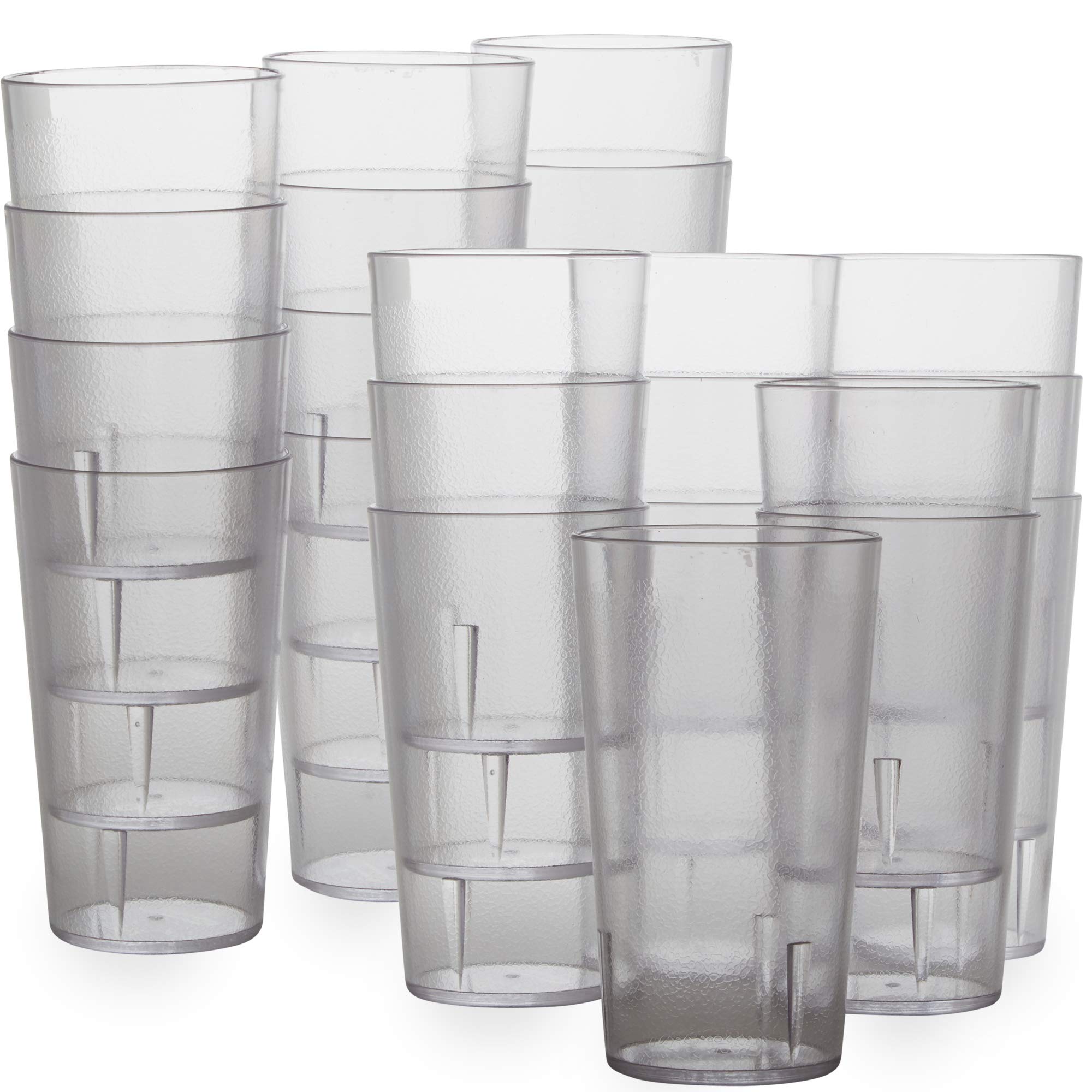 Restaurant Grade Bpa Free 12Oz Clear Plastic Cup 24Pk. Break Resistant Drinking Glasses. Reusable, Stackable & Shatterproof. Bes