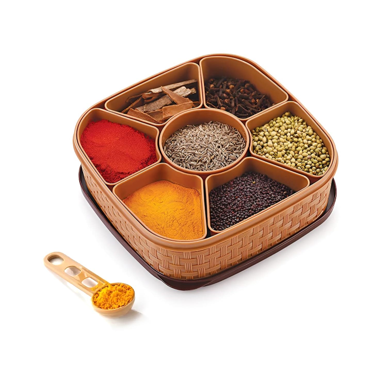 Simestich Plastic Square Multipurpose Masala Dabba | Spice Box Set For Kitchen | Dry Fruit & Masala Storage Container | Airtight