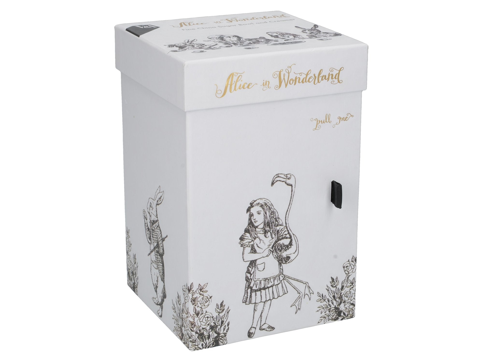 Creative Tops V&A Alice In Wonderland Milk Jug And Sugar Bowl Set With Decorative Illustrations, 18 X 7.5 X 7 Cm, White, 2 Count