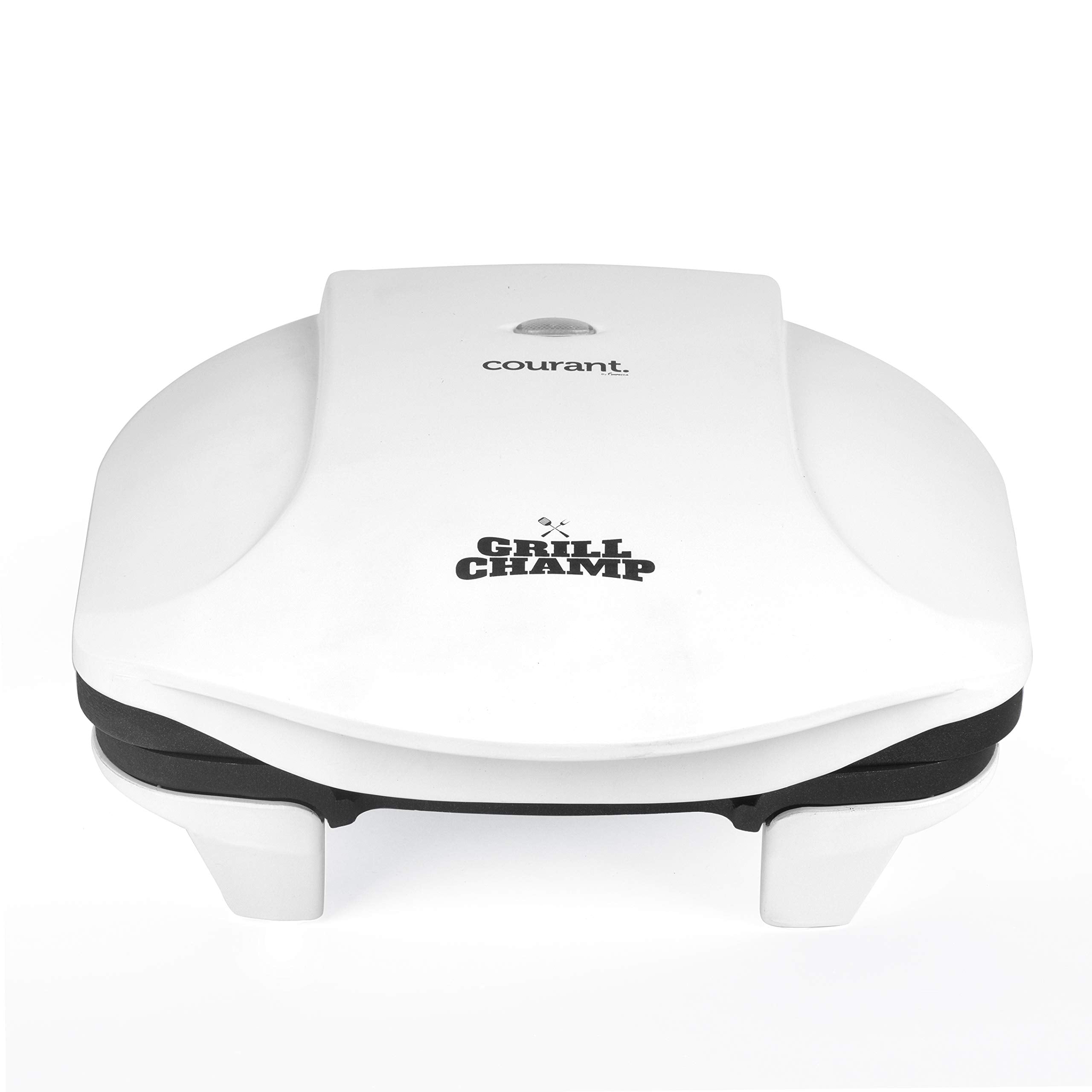 Courant 2-Serving Classic Plate Electric Indoor Grill And Panini Press, Contact Grill Champ, White