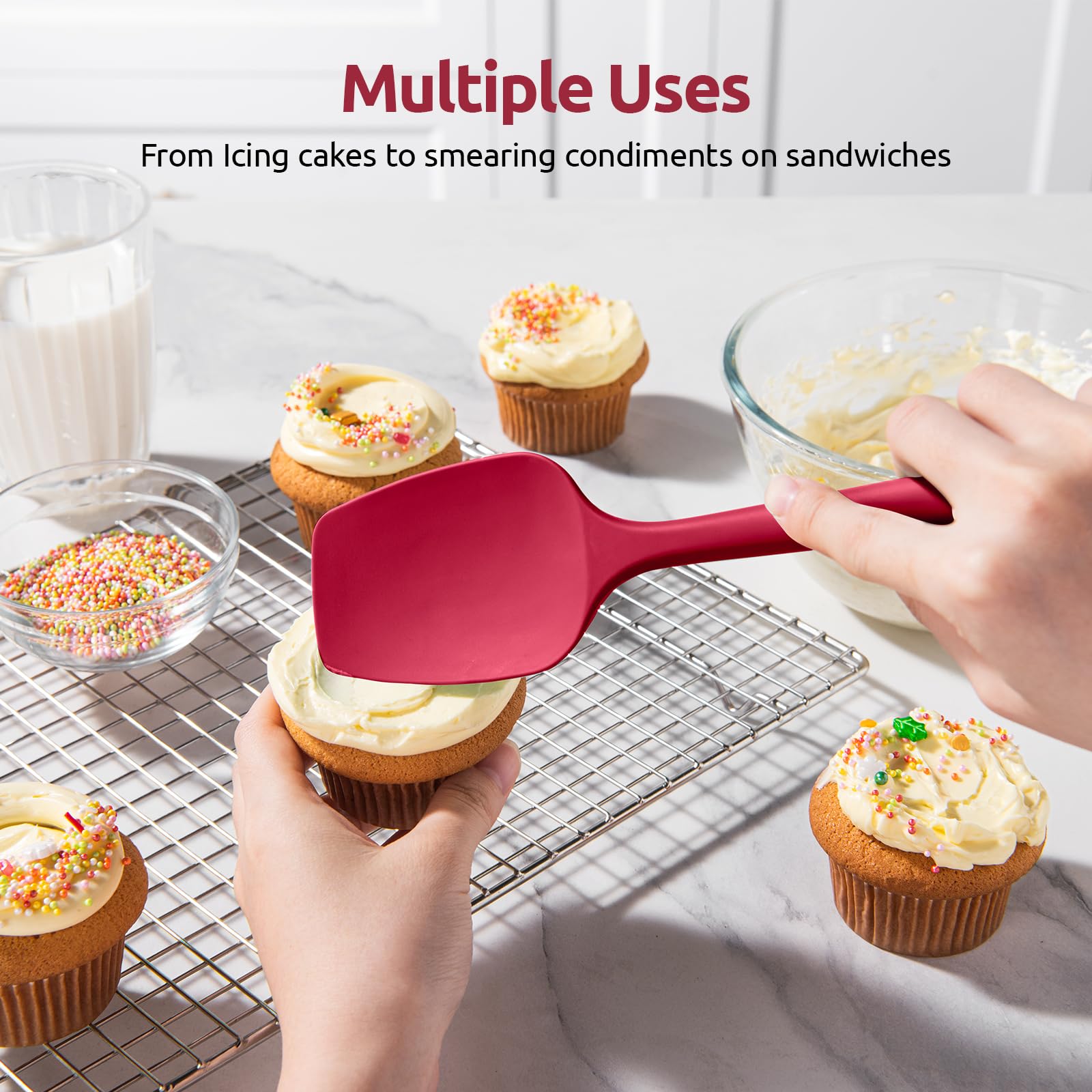 U-Taste Silicone Spoon Spatula Set, 600Af High Heat Resistant Bpa-Free Flexible Rubber Scraper, One-Piece Cooking Mixing Baking